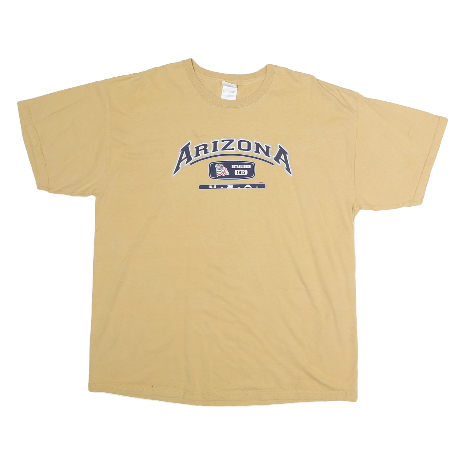 GILDAN Mens Beige Arizona Cotton T-Shirt XL Short Sleeve Crew Neck Printed Refurbished - N/A refurbished available on Cerqular