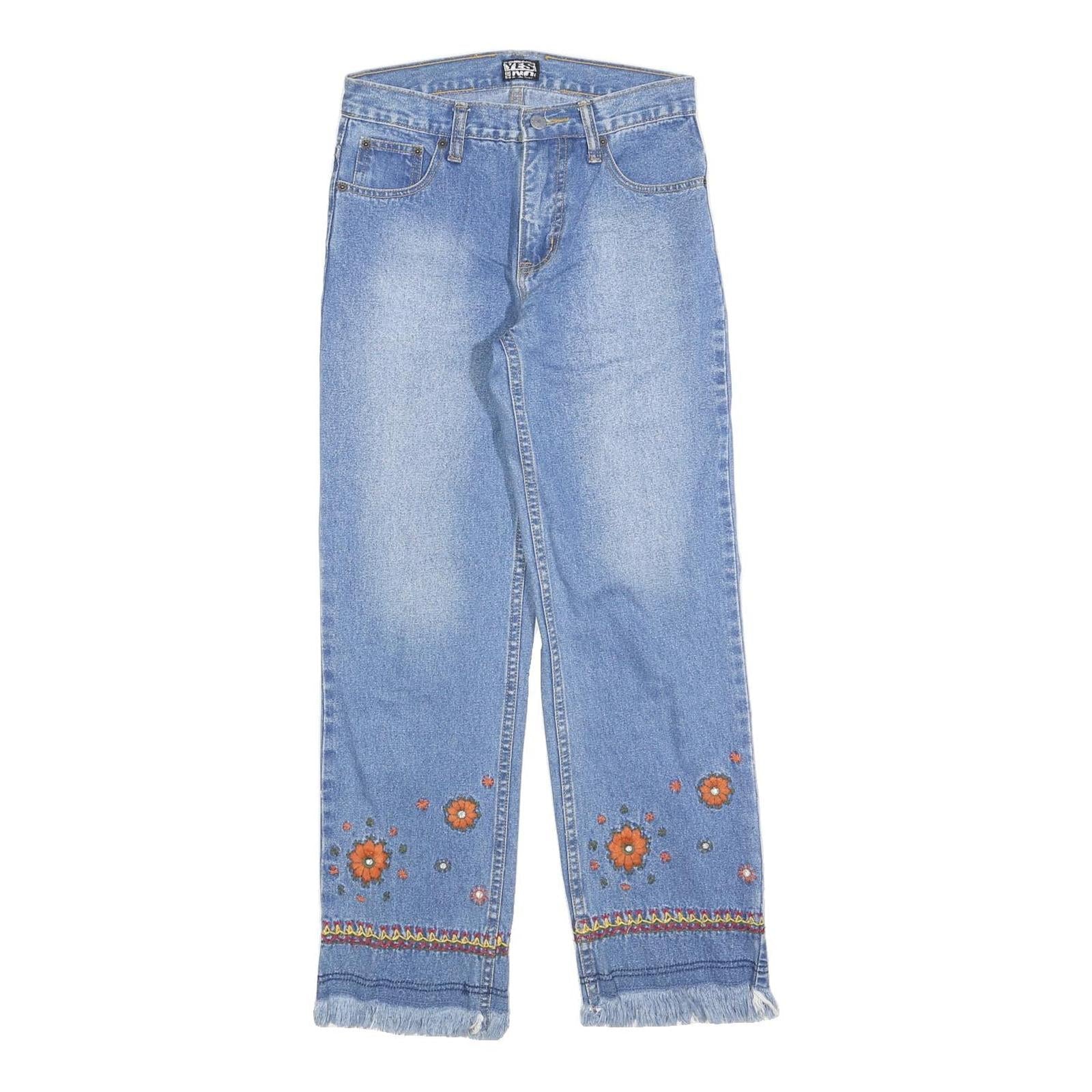 YES OR NO Womens Jeans Blue Regular Straight Denim Light W26 L28 Embroidered Refurbished - N/A refurbished available on Cerqular
