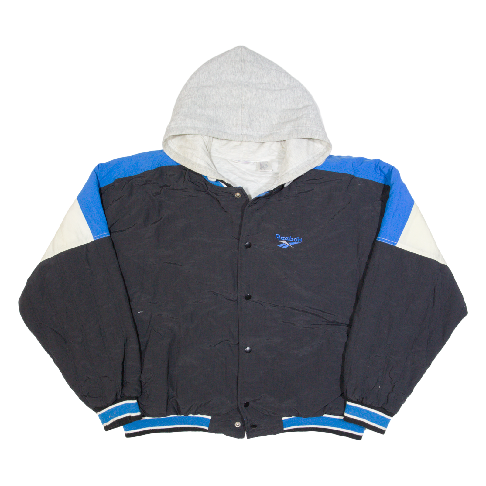 REEBOK Mens Varsity Jacket Black 90s Hooded XL Refurbished - N/A refurbished available on Cerqular