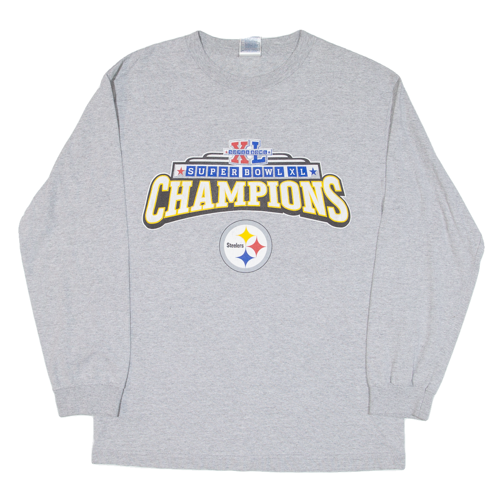 Super Bowl Xl Champions Mens T-Shirt Grey Long Sleeve USA M Refurbished - N/A refurbished available on Cerqular