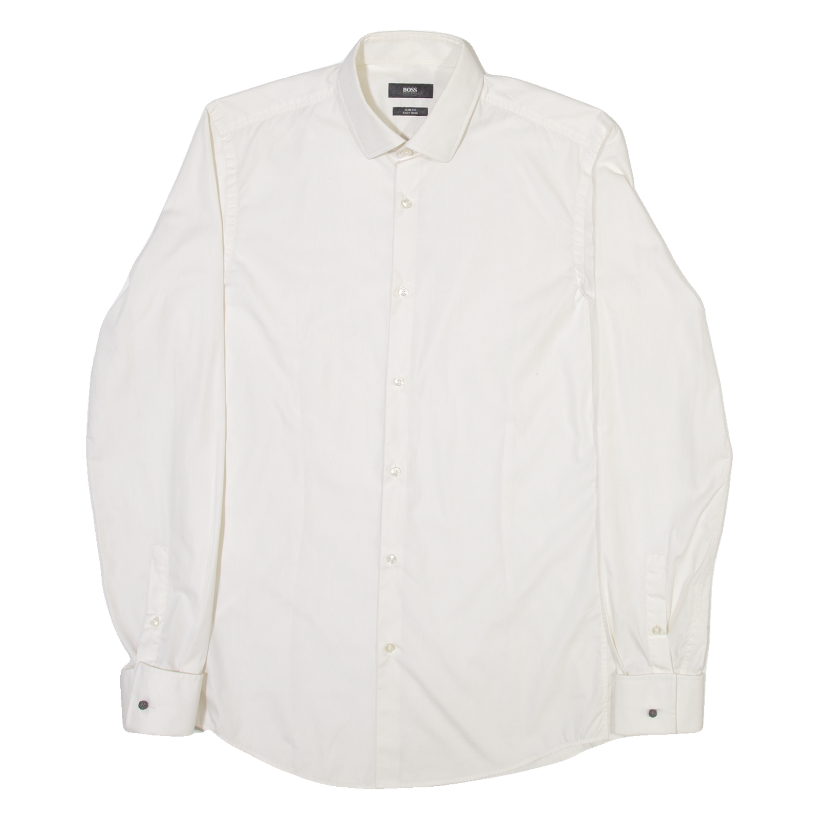 BOSS Slim Fit Mens Plain Shirt White Long Sleeve S Refurbished - N/A refurbished available on Cerqular