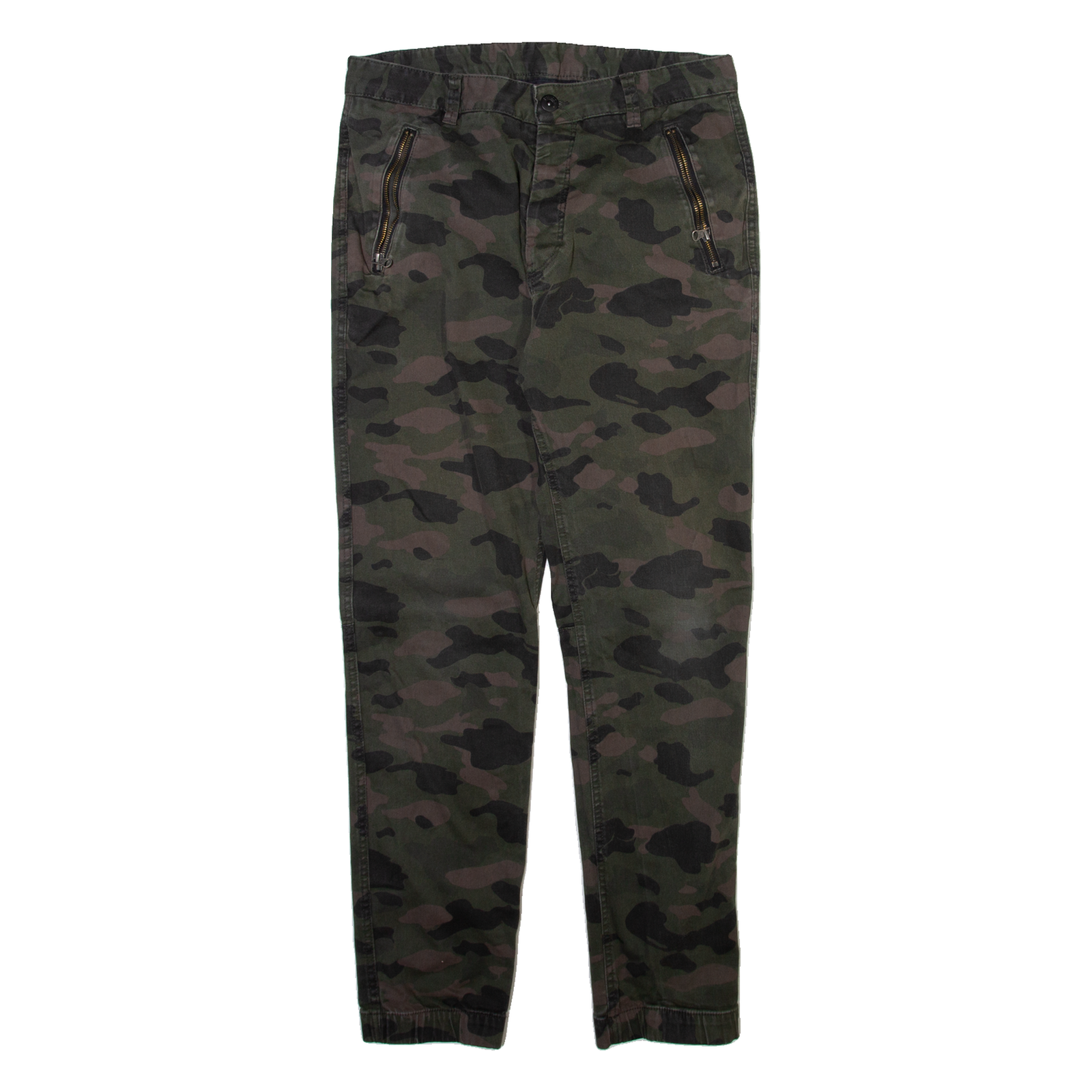 H&M Camo Mens Trousers Green Regular Tapered W30 L29 Refurbished - N/A refurbished available on Cerqular