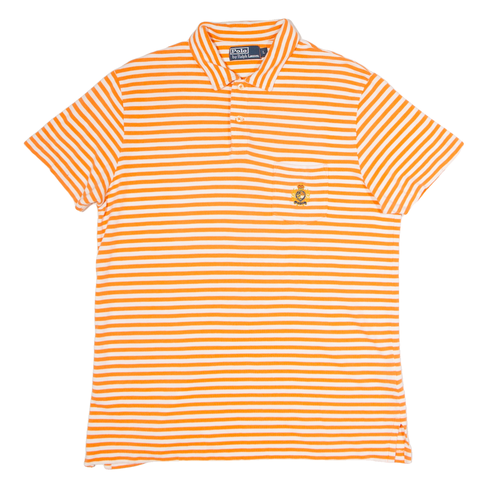 POLO RALPH LAUREN Mens Polo Shirt Orange Striped L Refurbished - N/A refurbished available on Cerqular