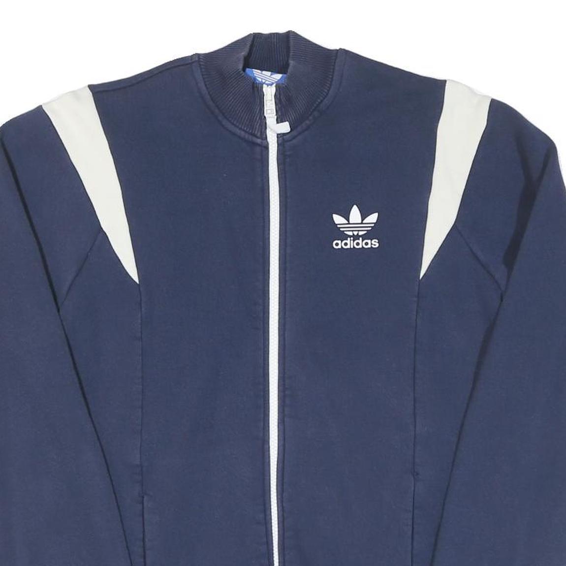 ADIDAS Mens Blue & White Sports Logo Zip Jacket S Cotton Blend Casual Refurbished - N/A refurbished available on Cerqular