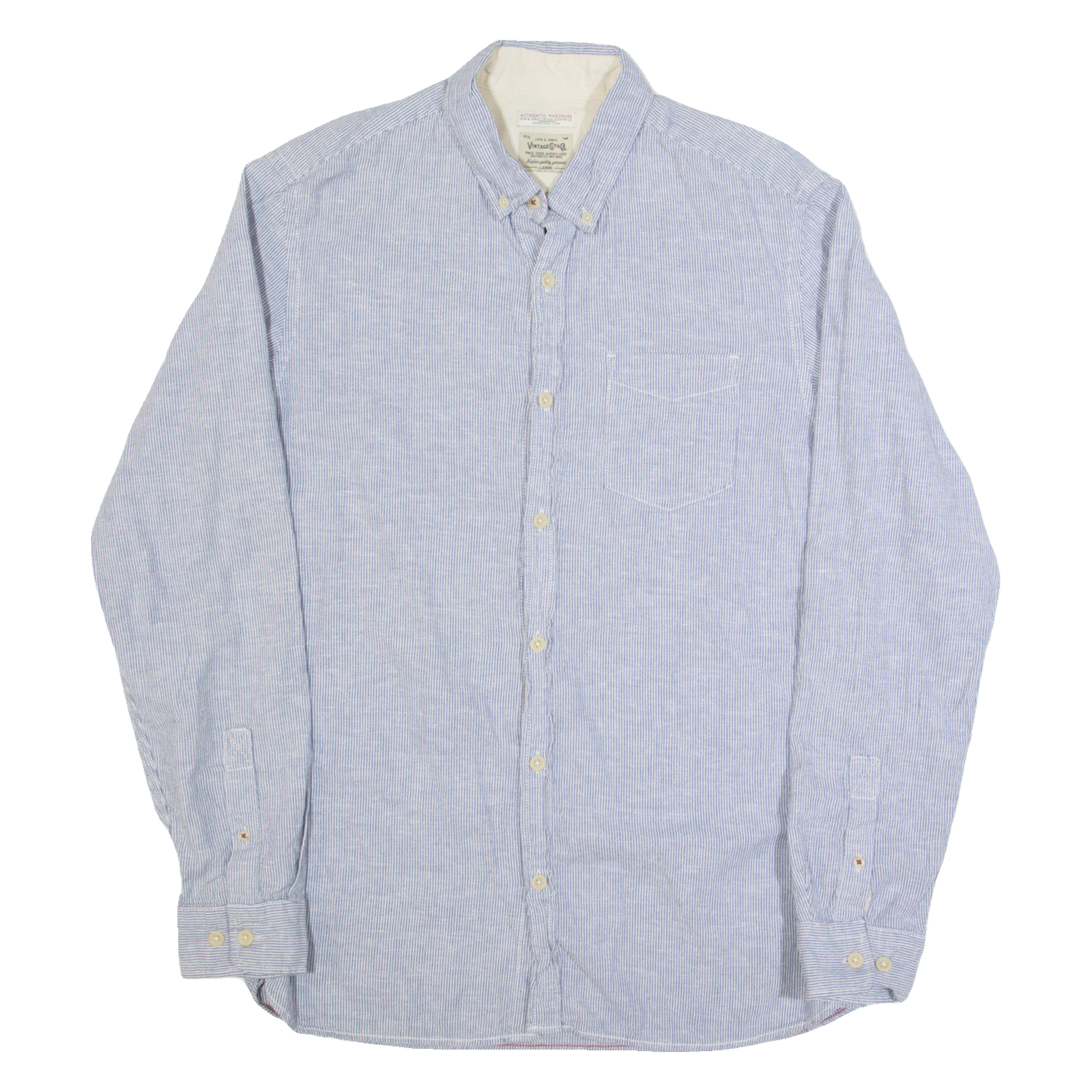 JACK & JONES Mens Shirt Blue Striped Long Sleeve L Refurbished - N/A refurbished available on Cerqular