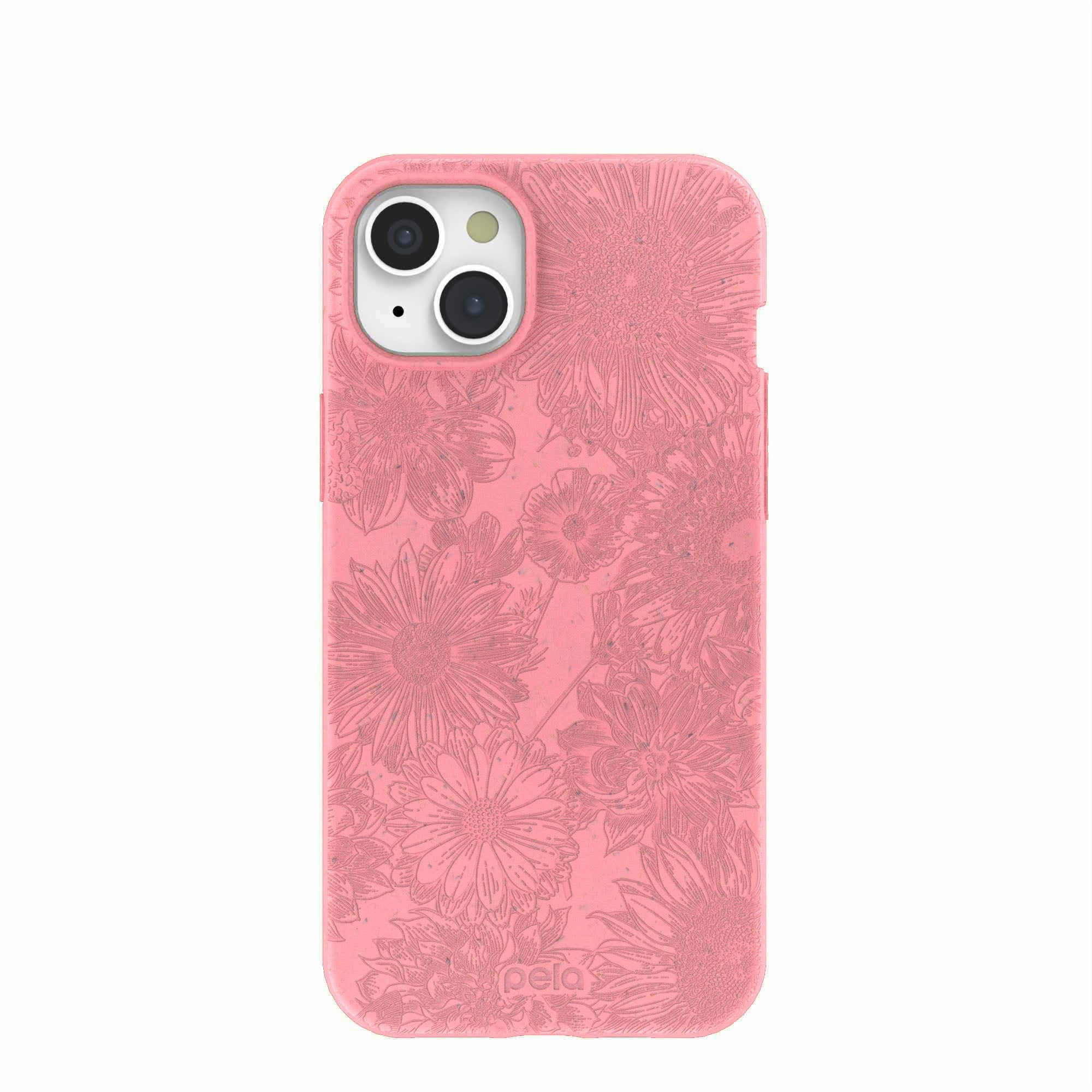 Bubblegum Pink Flora iPhone 15 Plus Case Refurbished - Pela Case refurbished available on Cerqular