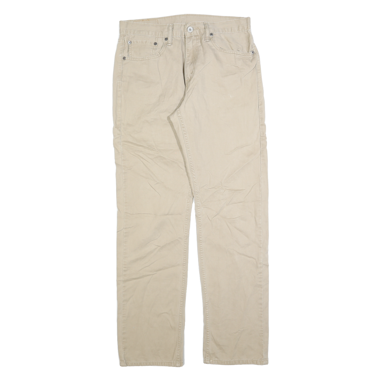 LEVI'S Mens Regular Beige Cotton Blend Trousers W32 L34 Classic Zip Pocket Refurbished - N/A refurbished available on Cerqular