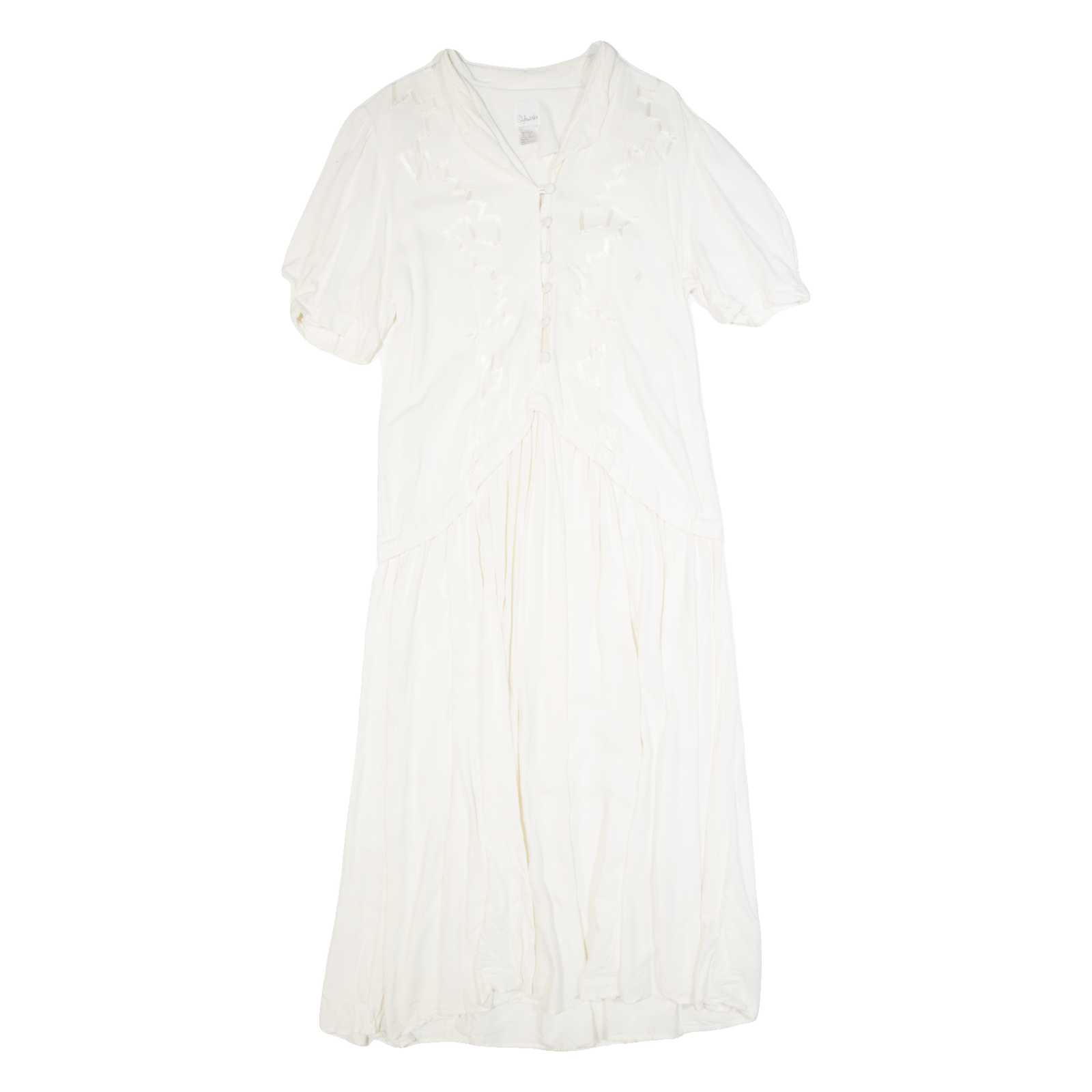 STYLEWORKS Womens A-Line Dress White 90s Short Sleeve Long L Refurbished - N/A refurbished available on Cerqular