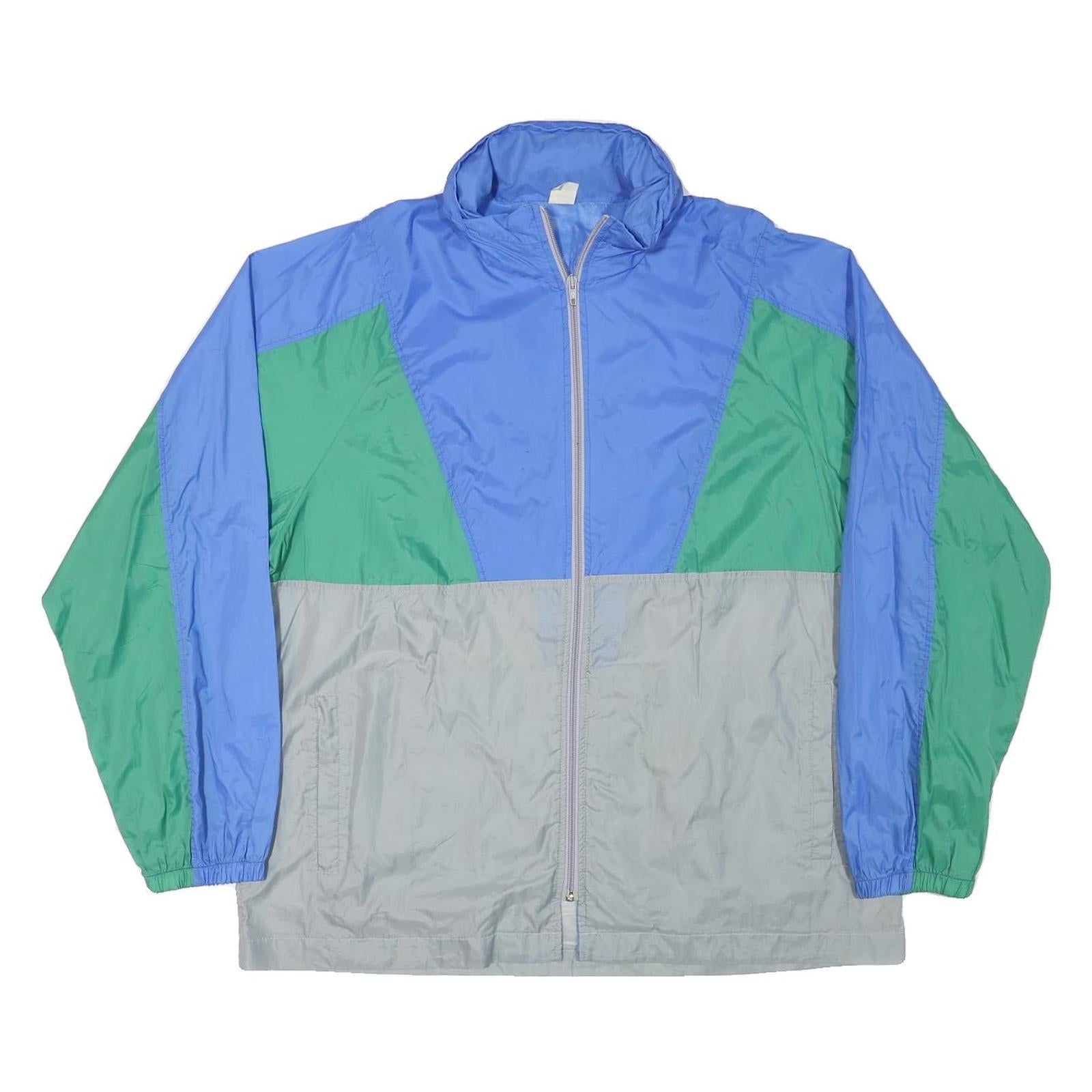 Mens Blue & Green Colourblock Zip Up Lightweight Polyamide Jacket L Windbreaker Refurbished - N/A refurbished available on Cerqular