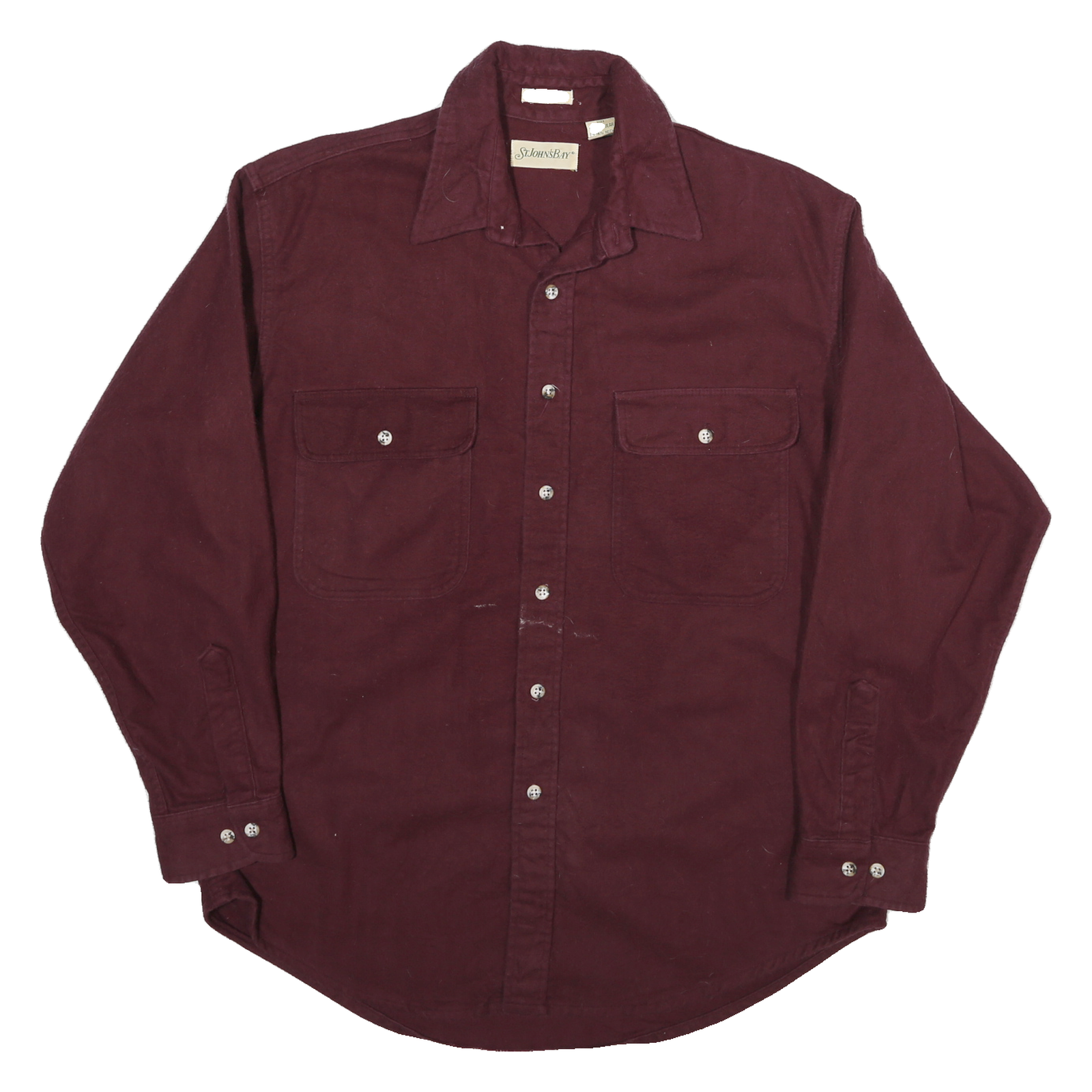 ST JOHNS BAY Mens Maroon Cotton Blend Shirt L Button Pocket Long Sleeve Casual Refurbished - N/A refurbished available on Cerqular