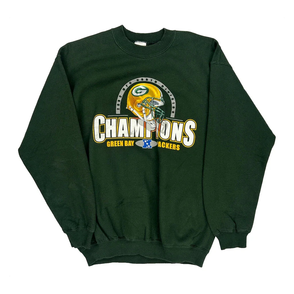 Green Bay Packers Gildan Nfl Sweatshirt - Medium Green Cotton Blend Refurbished - Thrifted (note: this is a term often used to describe second- refurbished available on Cerqular