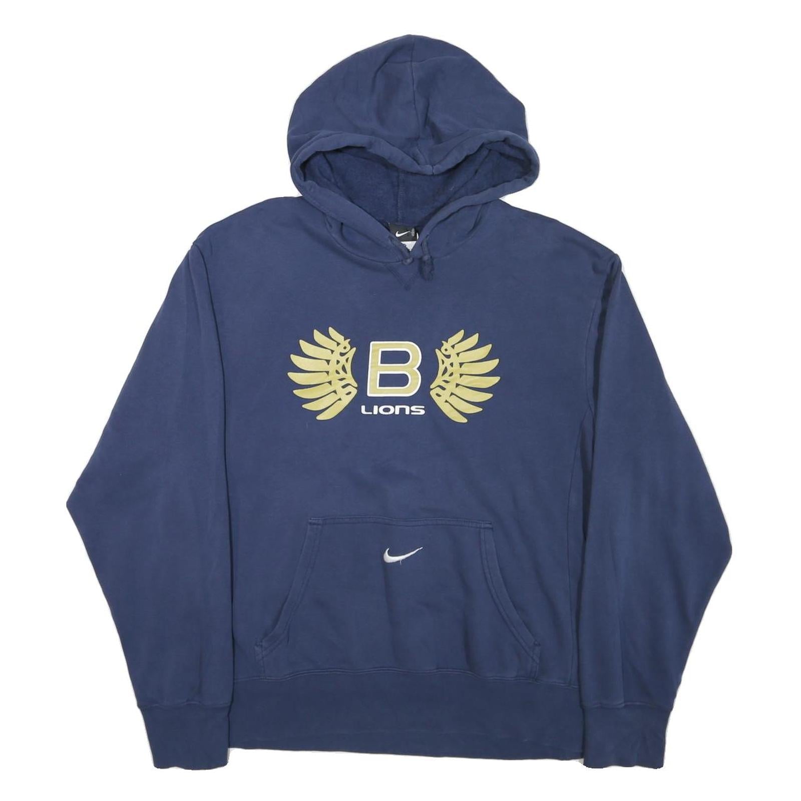 NIKE Mens Blue B Lions Hoodie M Cotton Blend Pullover Sports Sweatshirt Refurbished - N/A refurbished available on Cerqular