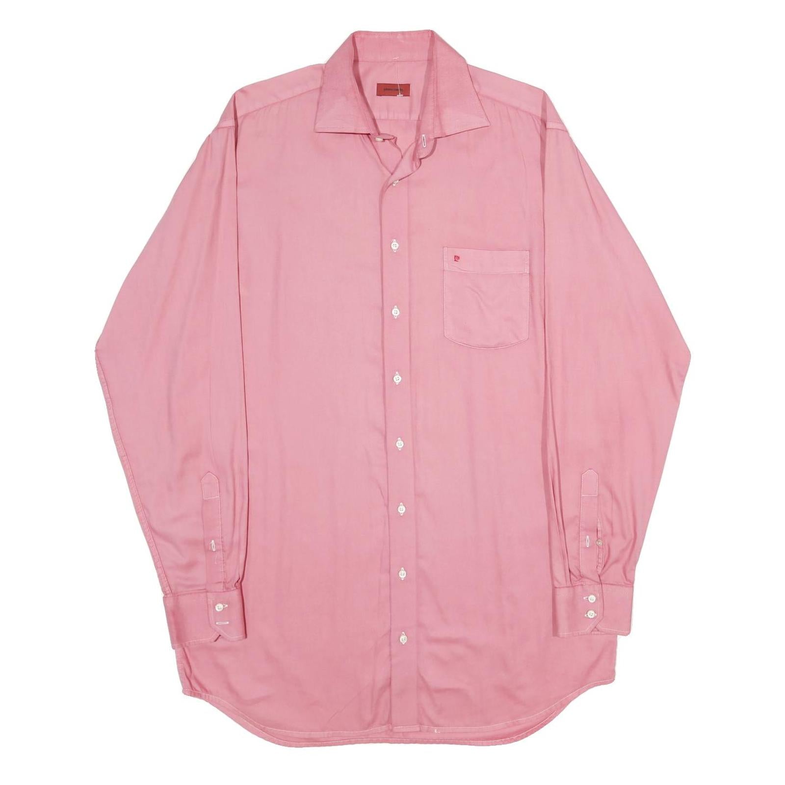 PIERRE CARDIN Mens Pink Shirt XL Cotton Classic Button Down Long Sleeve Pocket Refurbished - N/A refurbished available on Cerqular