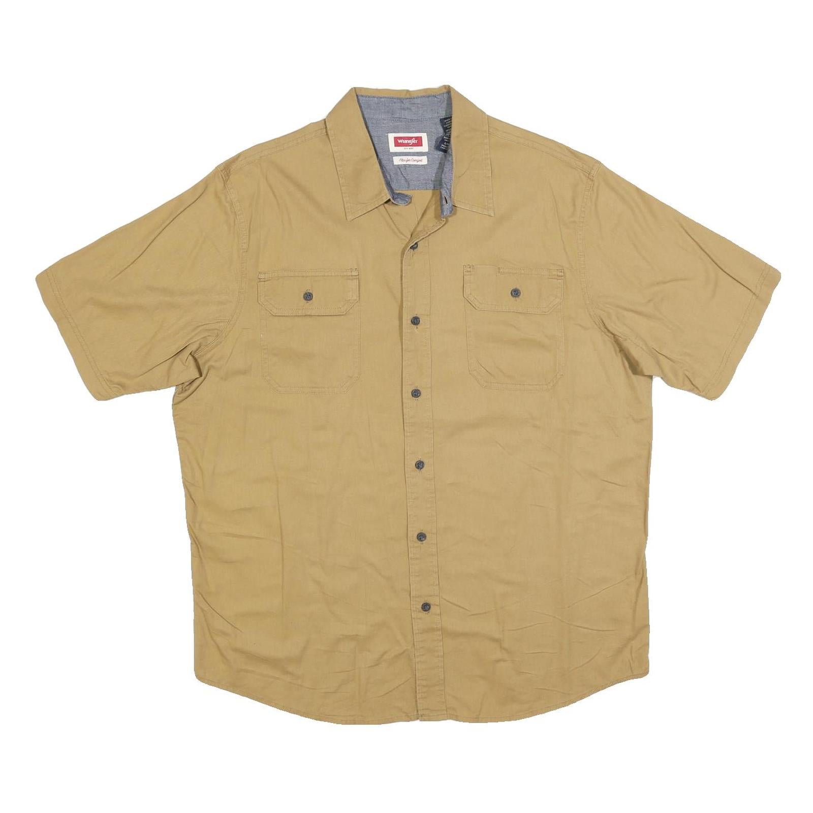 WRANGLER Mens Beige Cotton Blend Short Sleeve Shirt L Casual Workwear Refurbished - N/A refurbished available on Cerqular