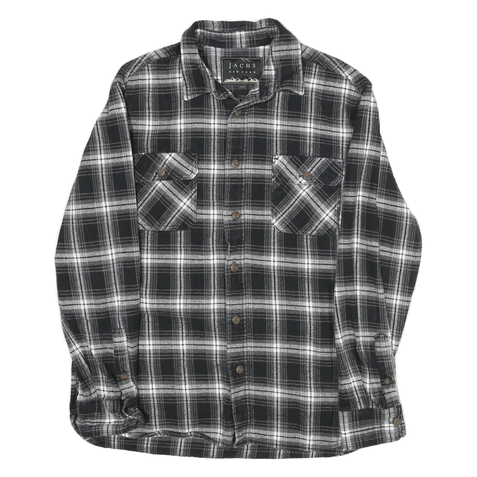 JACHS Mens Black & White Check Shirt L Long Sleeve Casual Comfortable Cotton Refurbished - N/A refurbished available on Cerqular