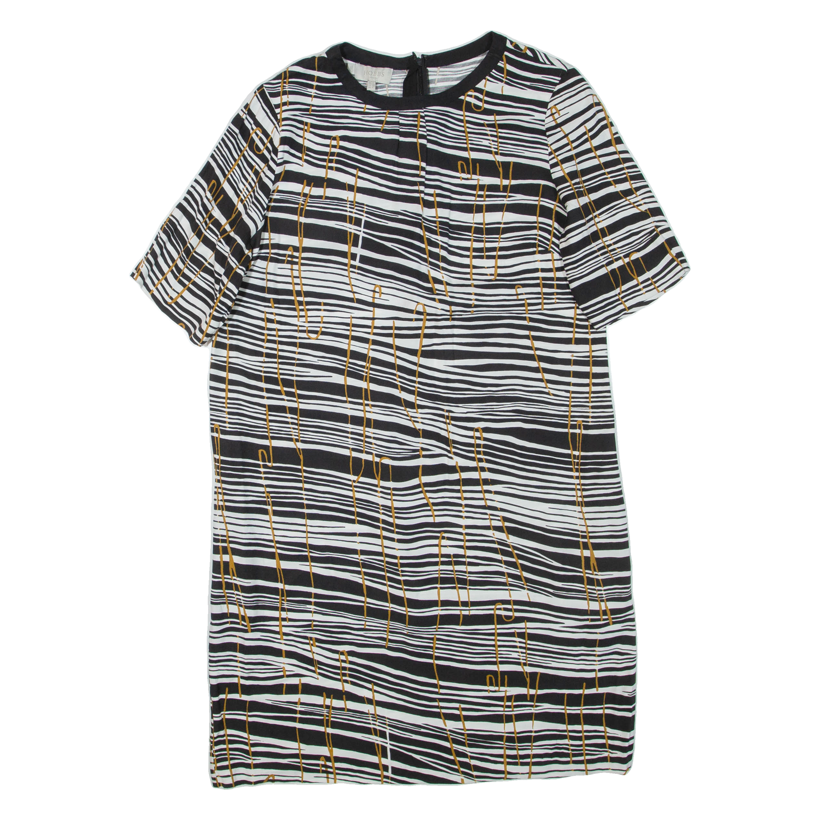 HOBBS LONDON Womens Day Dress Black Viscose Striped Knee Length UK 10 Refurbished - N/A refurbished available on Cerqular