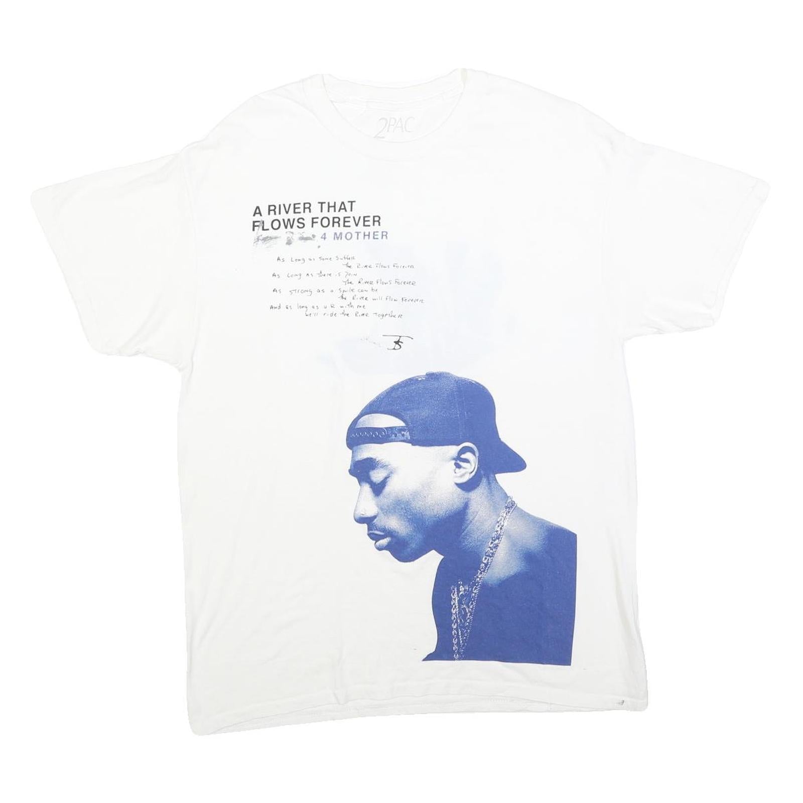 2PAC Mens White Graphic T-Shirt L Short Sleeve Crew Neck Tupac Rapper Refurbished - N/A refurbished available on Cerqular