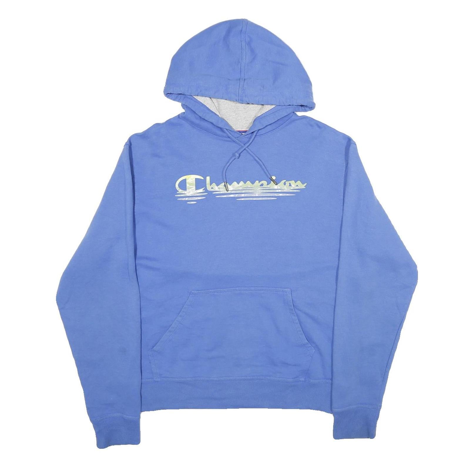 CHAMPION Mens Blue Hoodie M Cotton Blend Pullover Drawstring Hood Casual Refurbished - N/A refurbished available on Cerqular