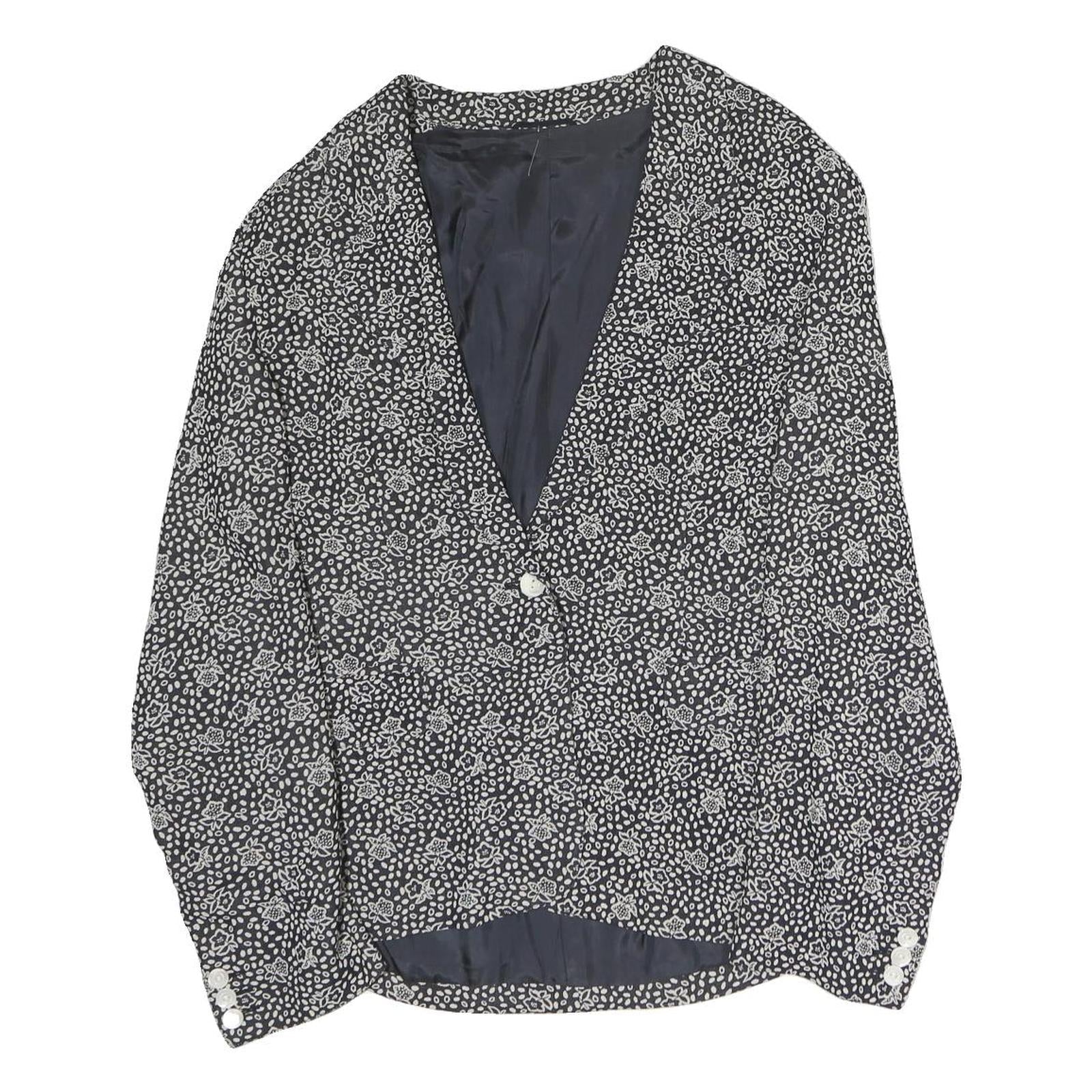Womens Black & White Floral Jacket L Polyester Button Closure Classic Fit Refurbished - N/A refurbished available on Cerqular