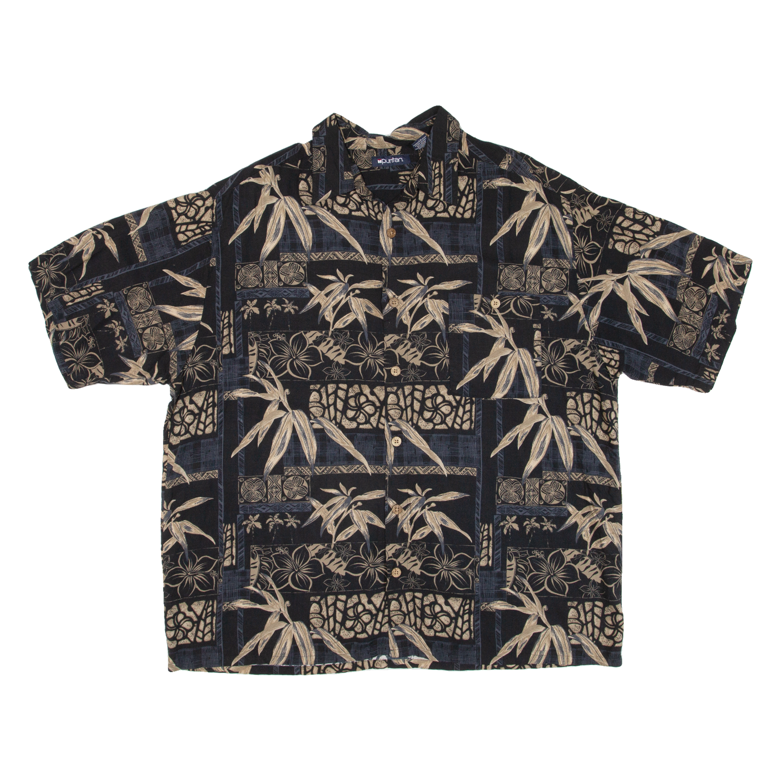 PURITAN Mens Hawaiian Shirt Black Floral XL Refurbished - N/A refurbished available on Cerqular
