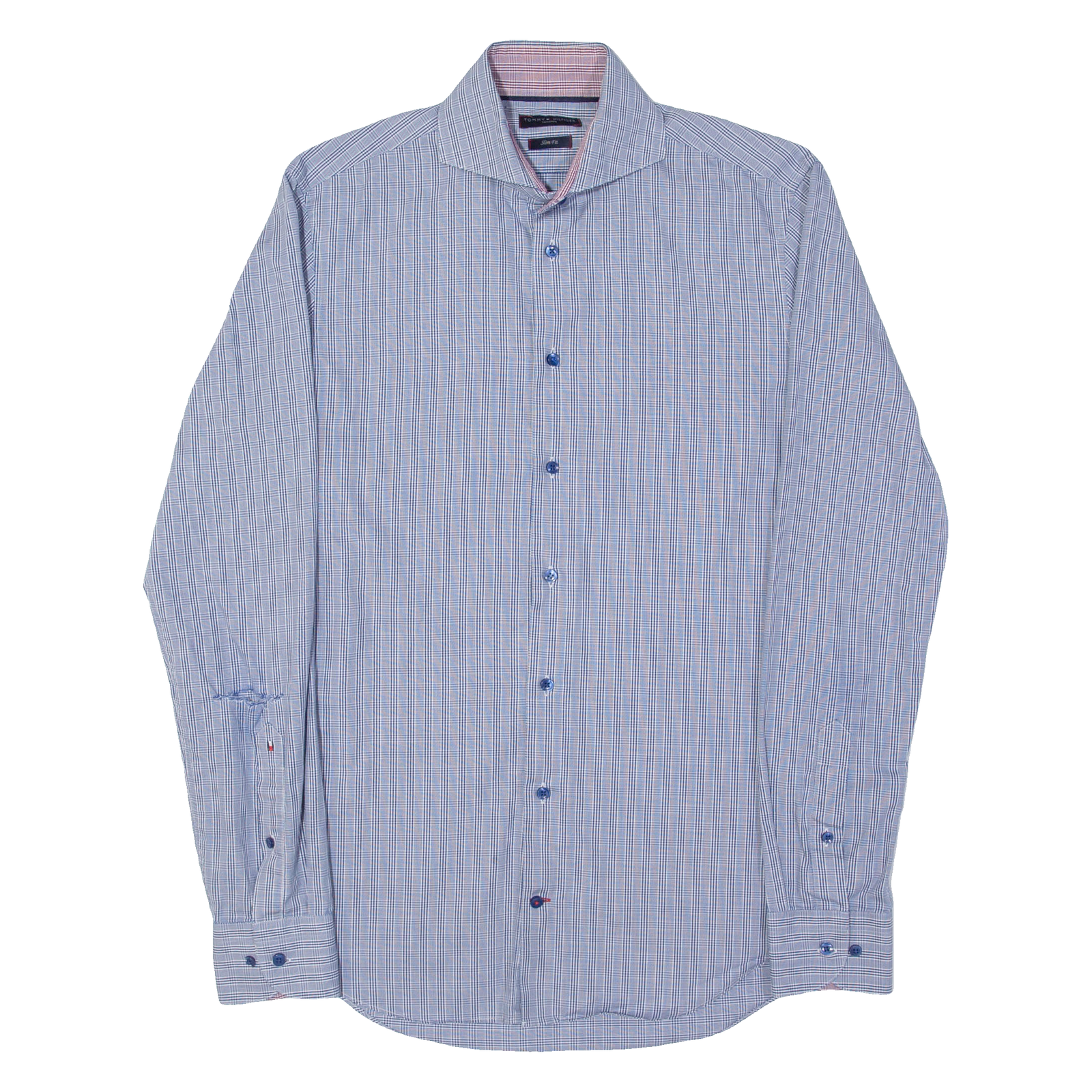 Buy TOMMY HILFIGER Tailored Slim Fit Mens Shirt Blue Plaid Long Sleeve M Refurbished - $17.15 TOMMY HILFIGER Tailored Slim Fit Mens Shirt Blue Plaid Long Sleeve M Refurbished - N/A refurbished available on Cerqular