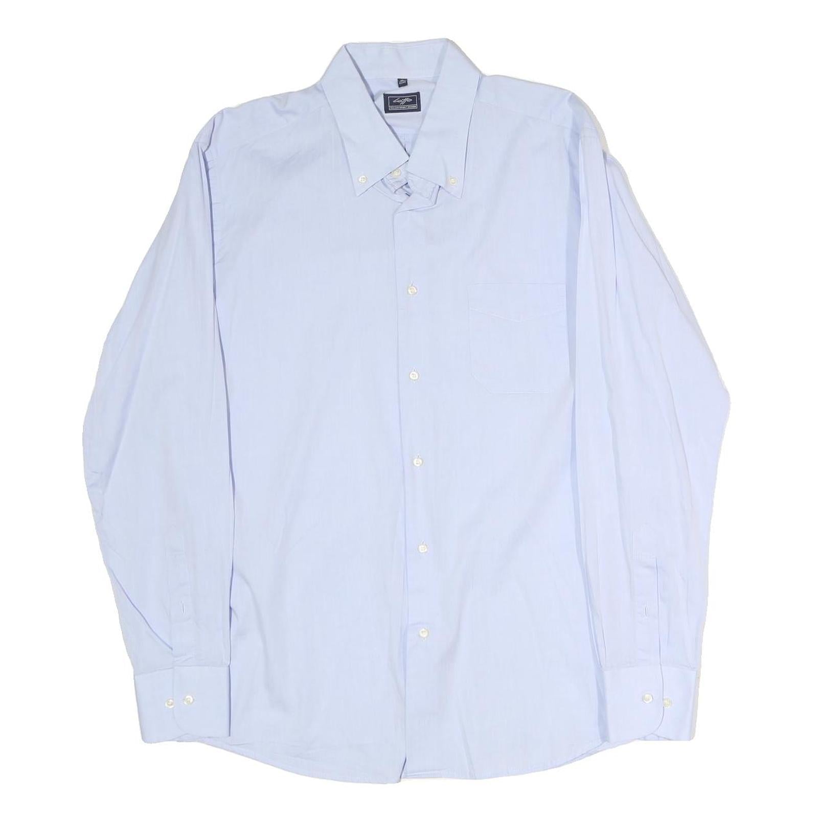 LOTTO Mens Blue Shirt XL Cotton Long Sleeve Button Collar Classic Fit Formal Refurbished - N/A refurbished available on Cerqular