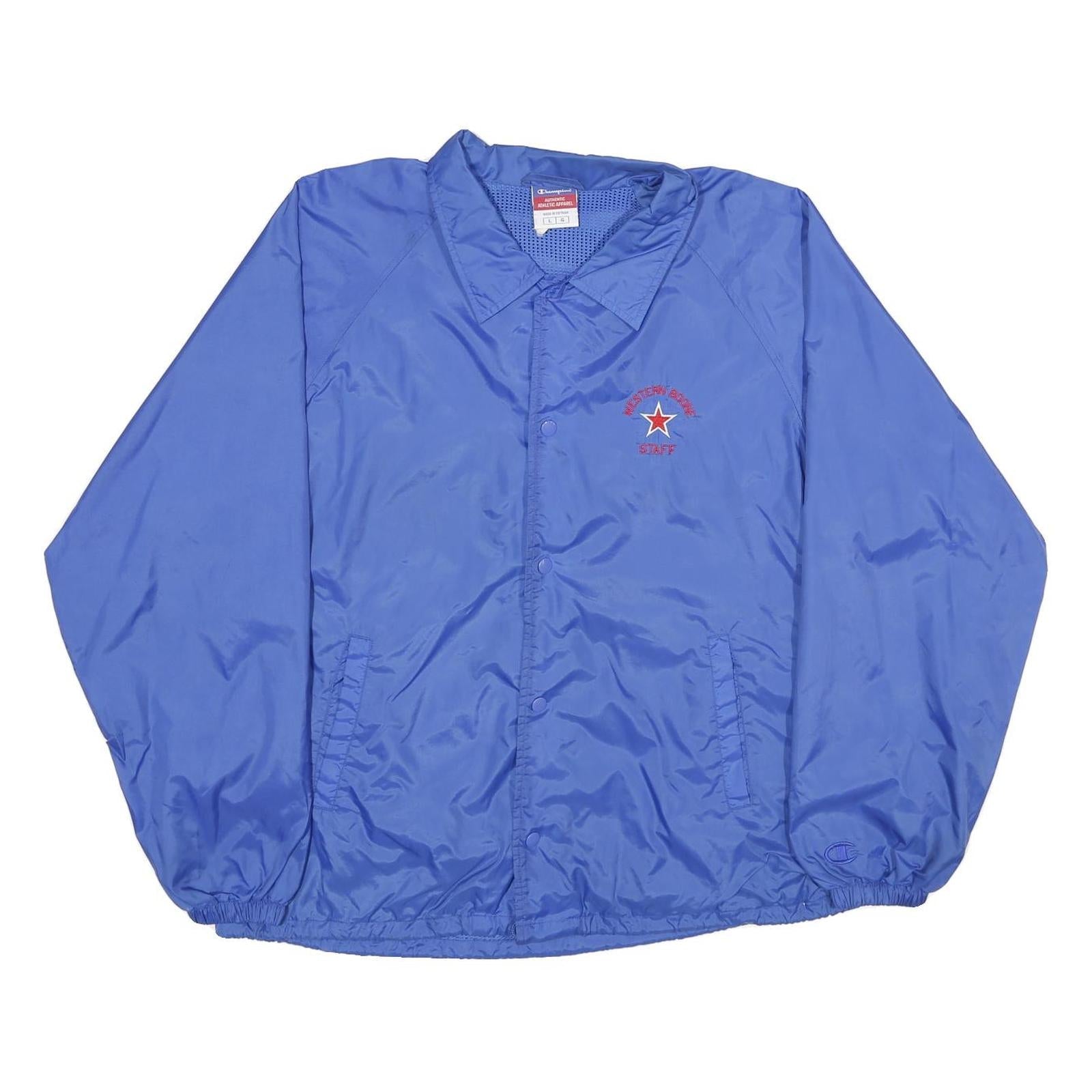 CHAMPION Mens Blue Staff Coach Jacket L Nylon Plain Button Casual Lightweight Refurbished - N/A refurbished available on Cerqular