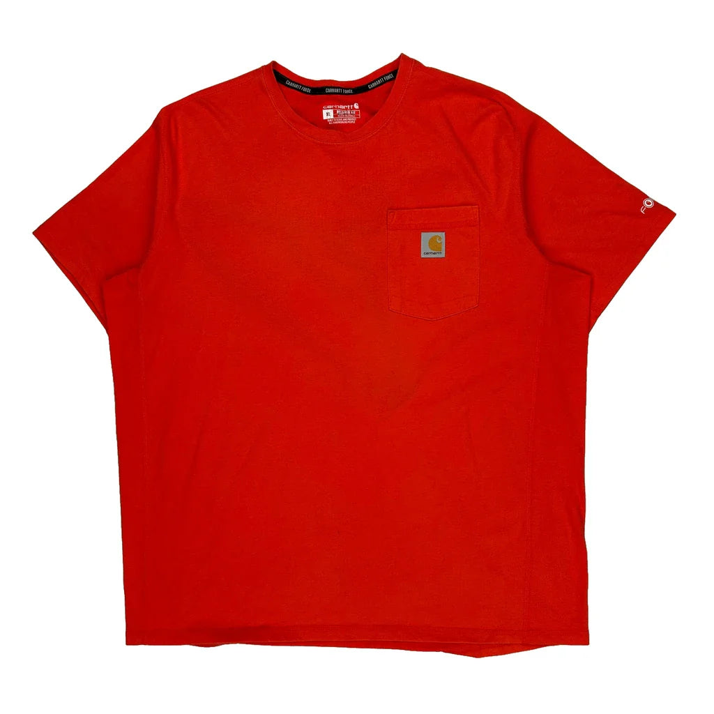 Carhartt T-Shirt - XL Red Cotton Refurbished - Thrifted (note: this is a term often used to describe second- refurbished available on Cerqular