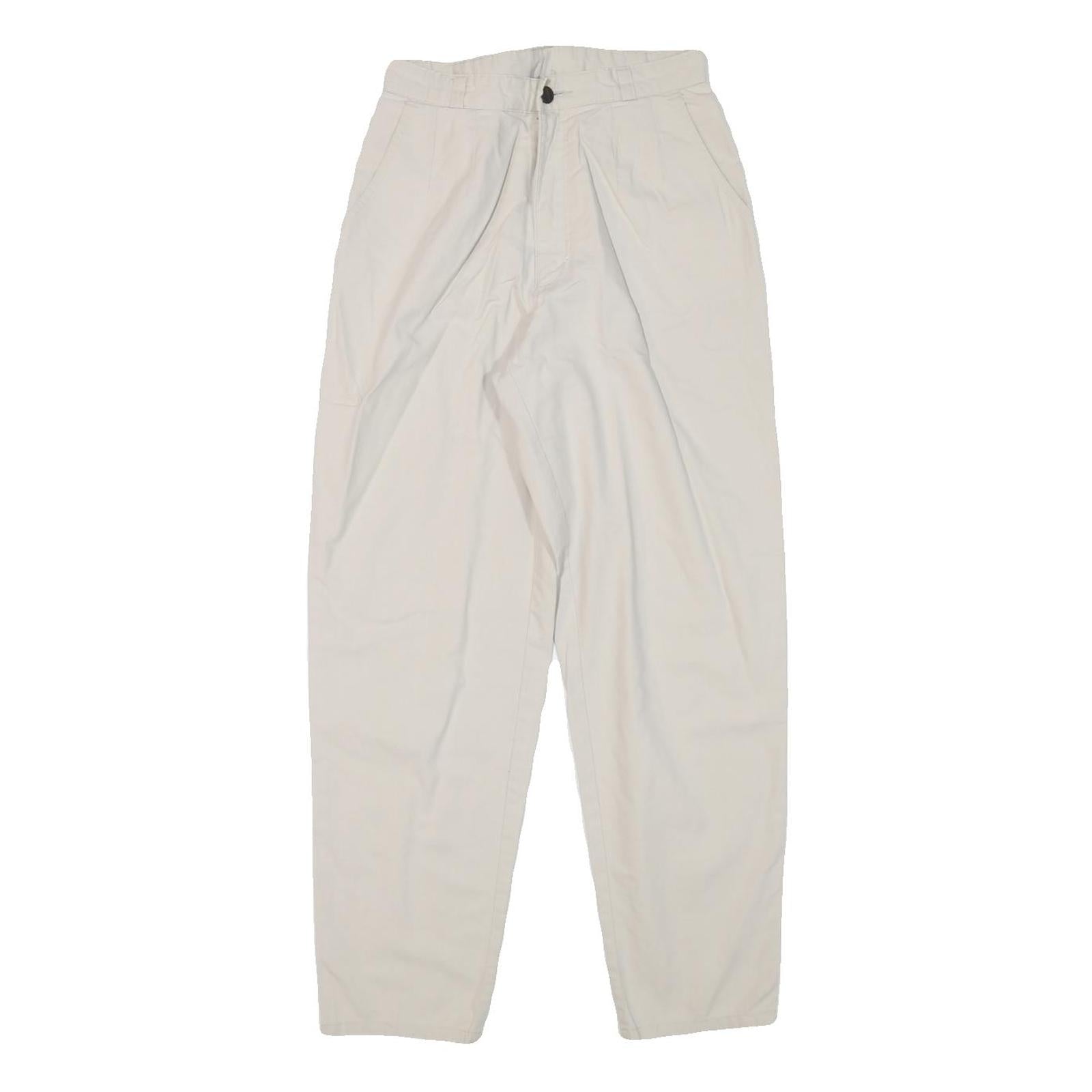 BARBADOS Womens Cotton Blend Beige Relaxed Straight Trousers W25 L27 Classic Zip Refurbished - N/A refurbished available on Cerqular