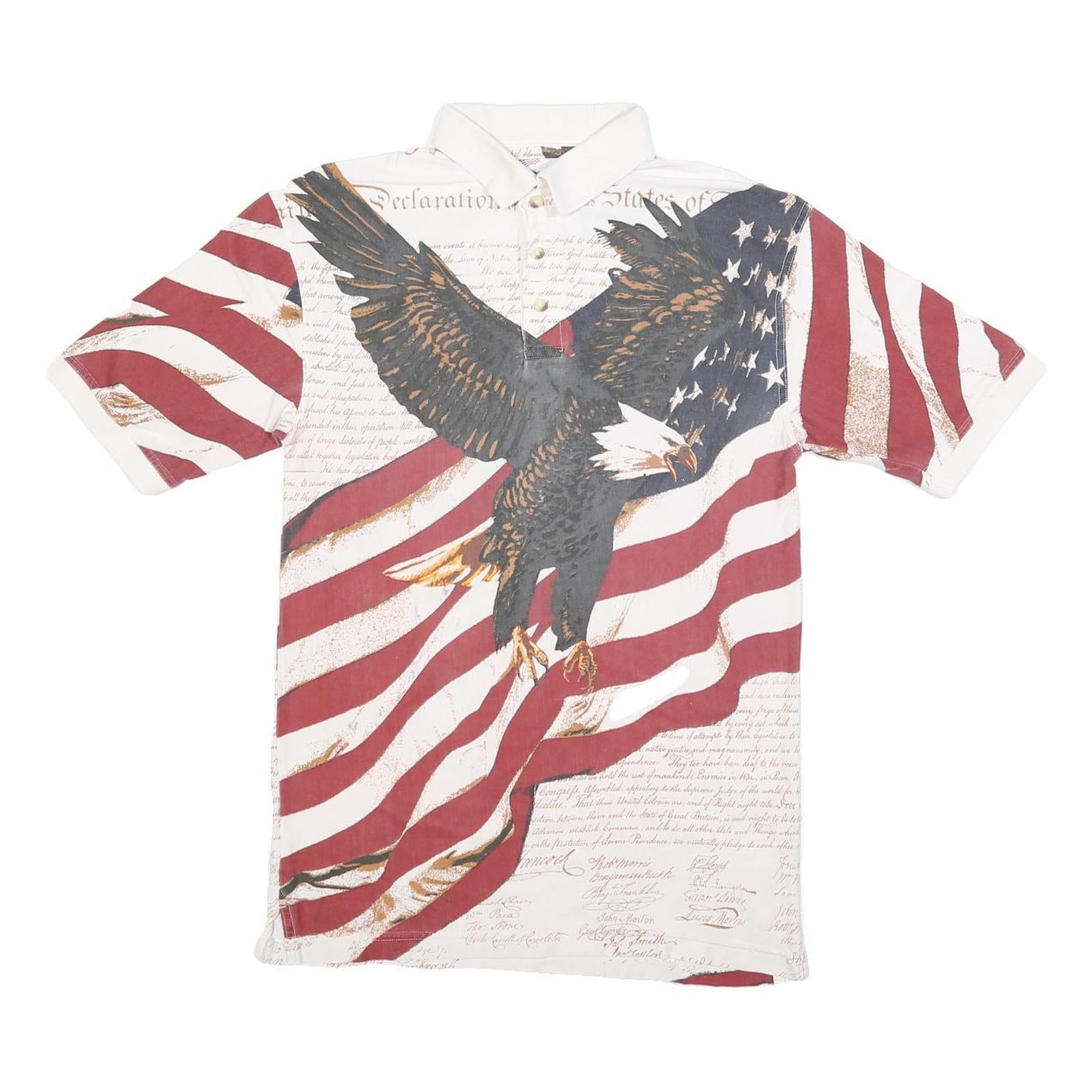 Buy AMERICAN SUMMER Mens White & Red Eagle Print Short Sleeve Polo Shirt S Cotton Refurbished - $20.79 AMERICAN SUMMER Mens White & Red Eagle Print Short Sleeve Polo Shirt S Cotton Refurbished - N/A refurbished available on Cerqular