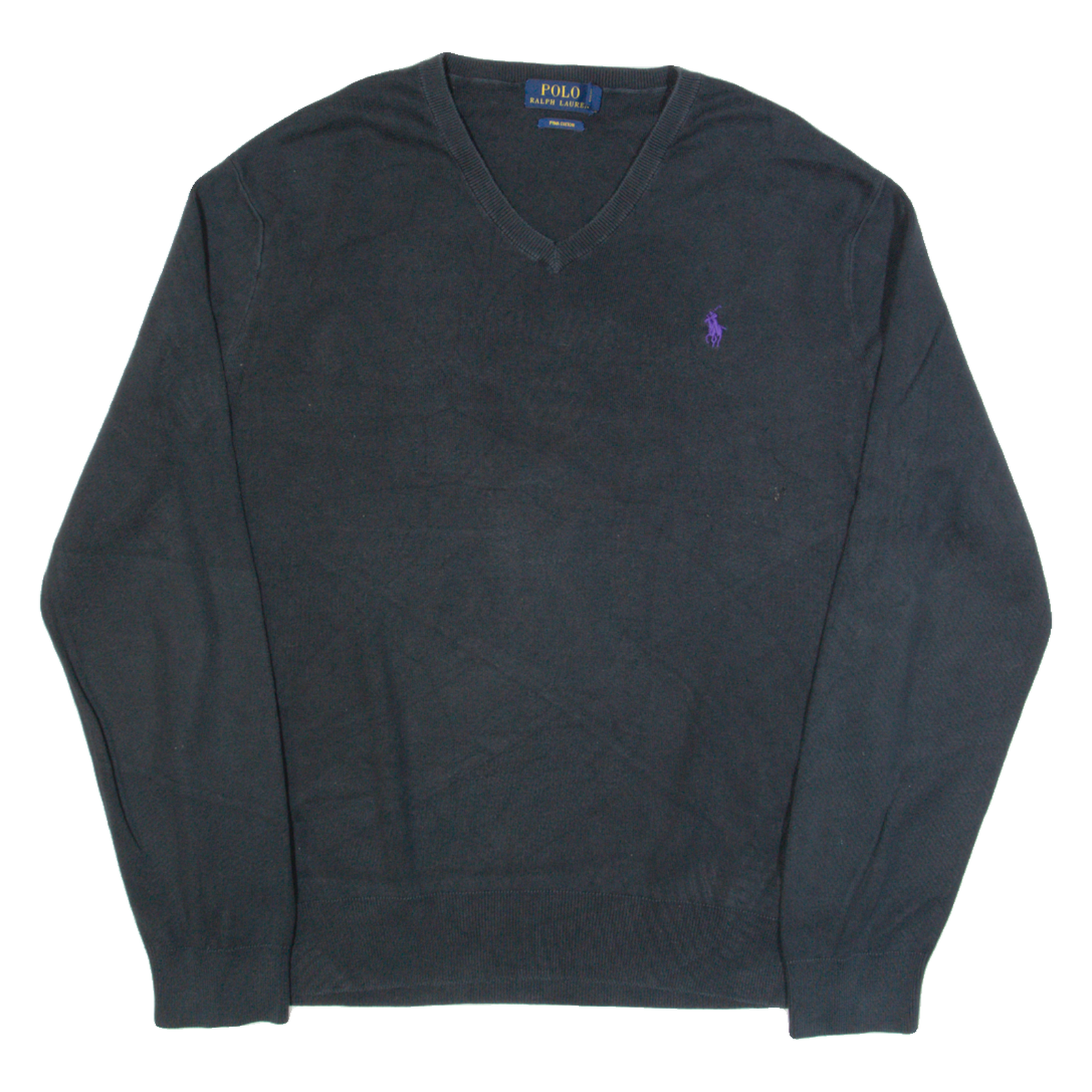POLO RALPH LAUREN Mens Jumper Black V-Neck Tight Knit M Refurbished - N/A refurbished available on Cerqular