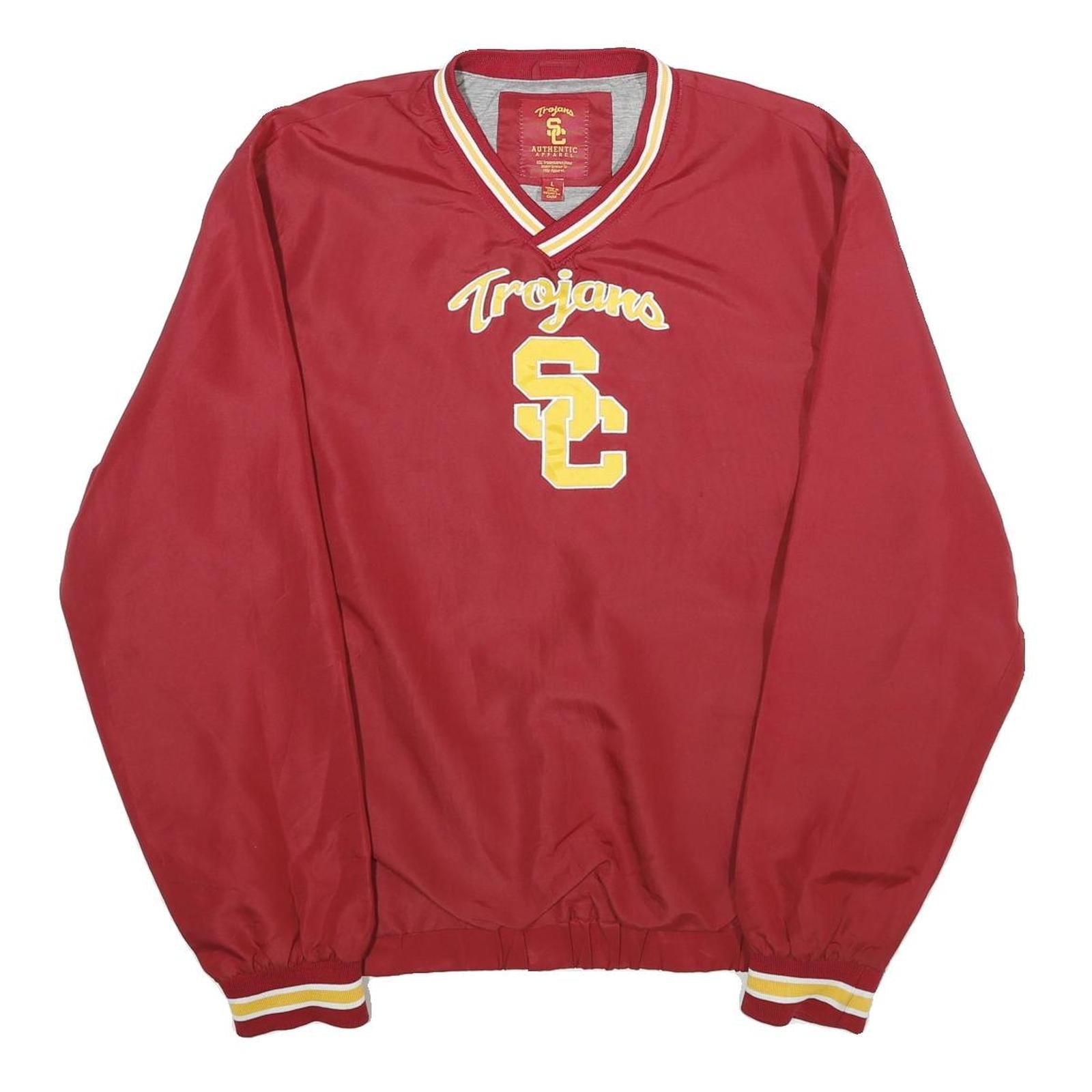 USC TROJANS Mens Red & Yellow V-Neck Sweatshirt L Nylon Pullover Refurbished - N/A refurbished available on Cerqular