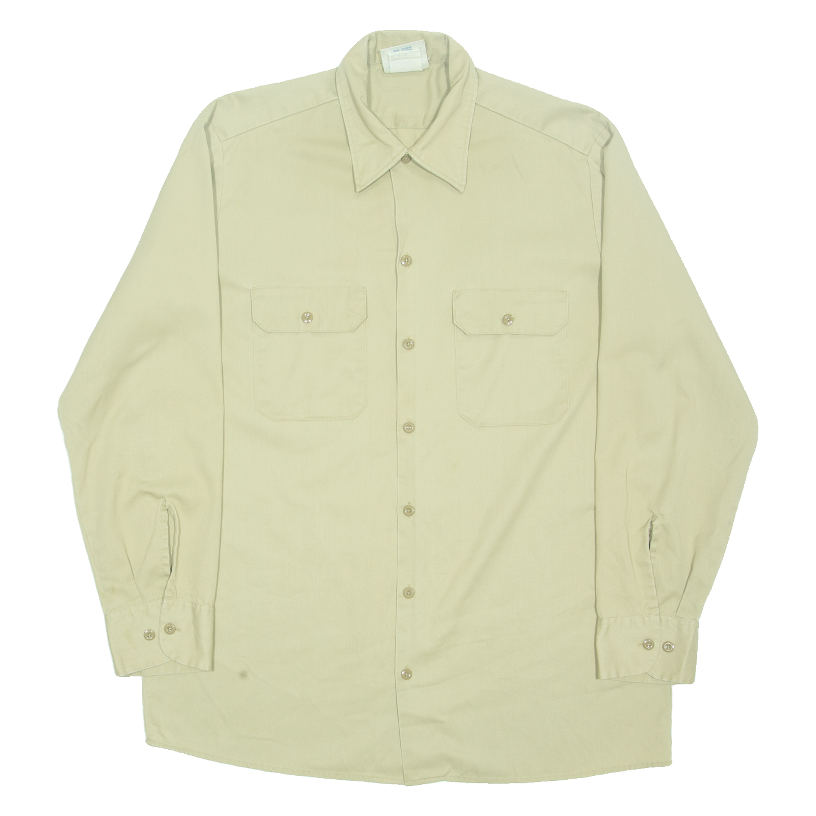 DICKIES Mens Plain Shirt Beige Long Sleeve L Refurbished - N/A refurbished available on Cerqular