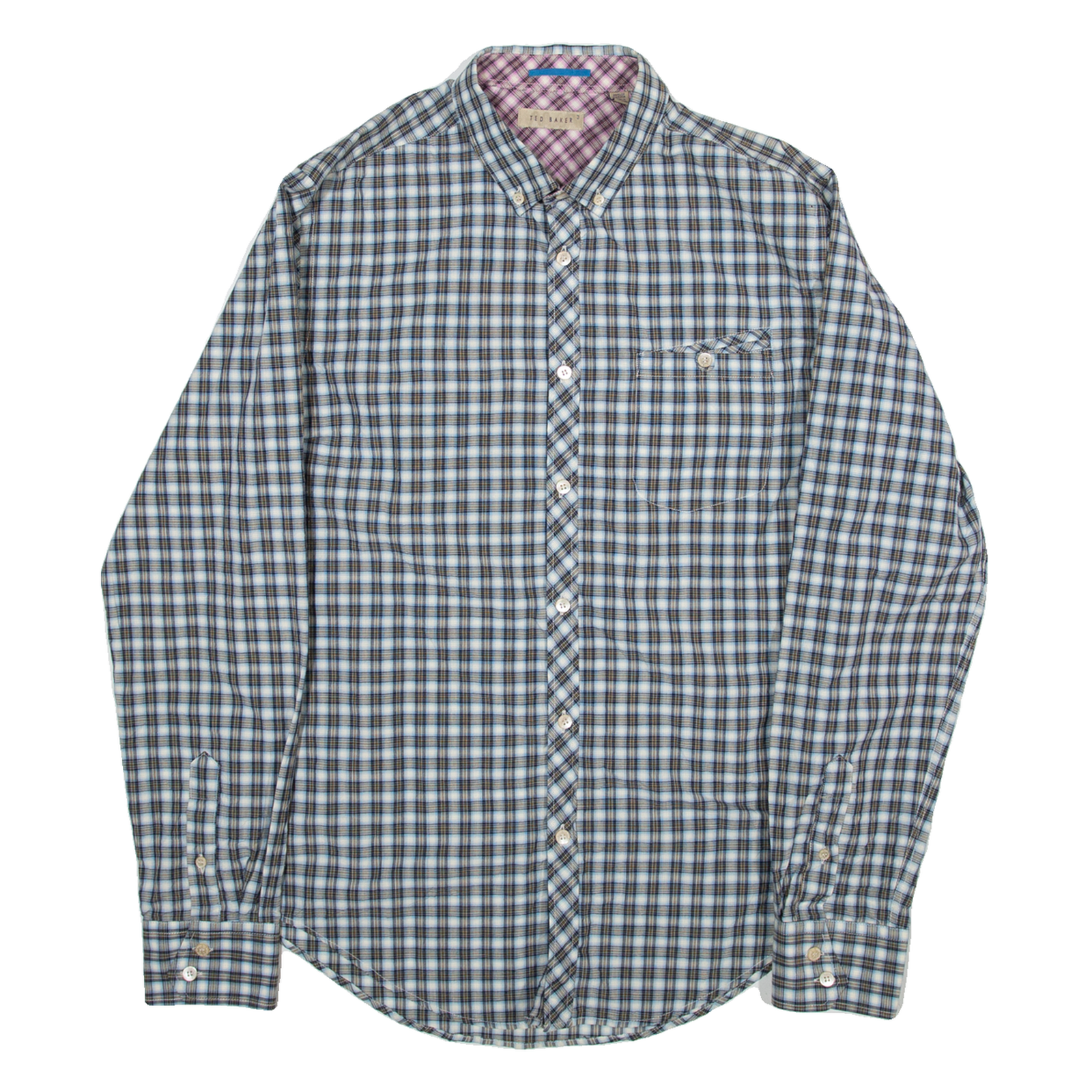 TED BAKER Mens Shirt Blue Check Long Sleeve M Refurbished - N/A refurbished available on Cerqular