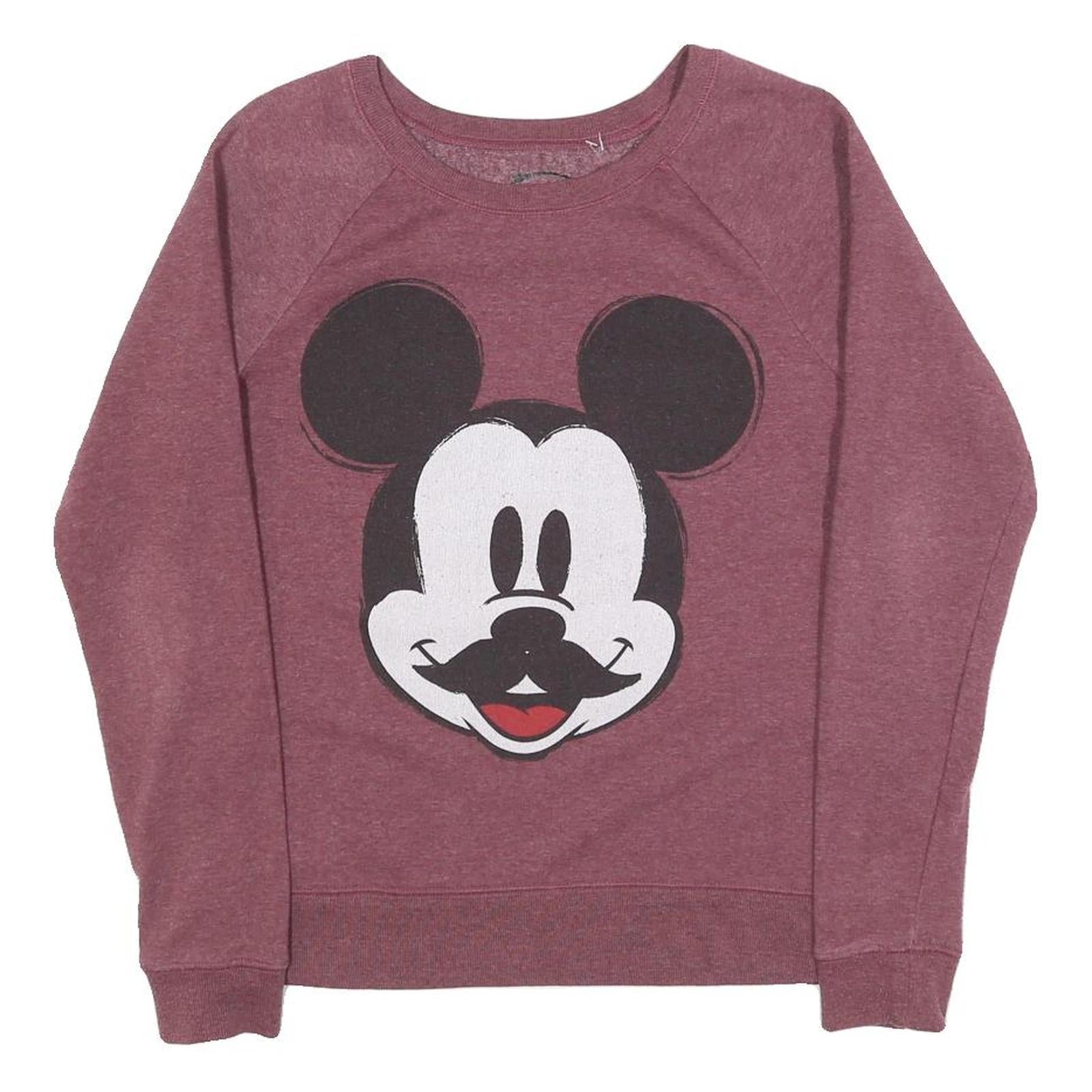 DISNEY Womens Maroon Crew Neck M Mickey Mouse Graphic Sweatshirt Cotton Blend Refurbished - N/A refurbished available on Cerqular