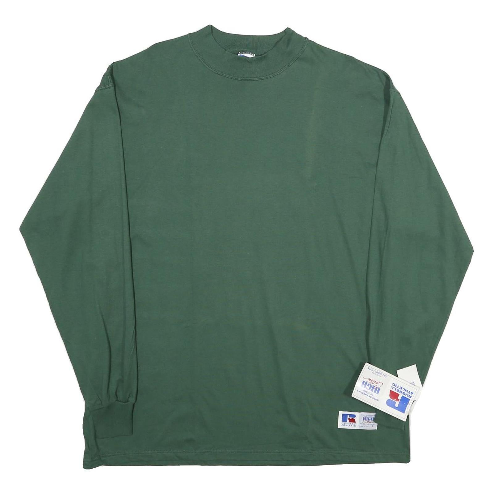 RUSSELL ATHLETIC Mens Green Long Sleeve Crew Neck T-Shirt L Cotton Casual Refurbished - N/A refurbished available on Cerqular