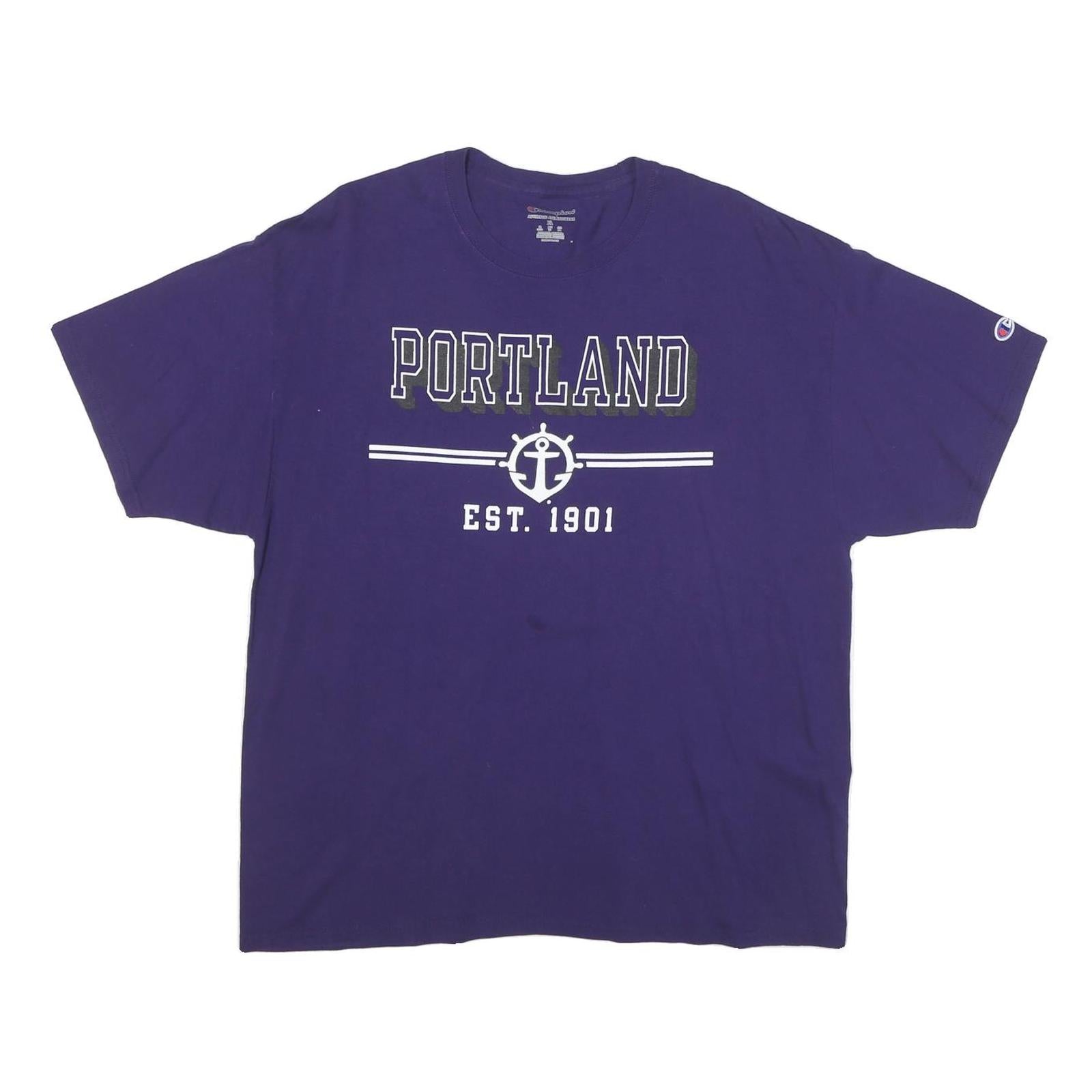 CHAMPION Mens Blue Portland Graphic T-Shirt XL Short Sleeve Crew Neck Cotton Refurbished - N/A refurbished available on Cerqular