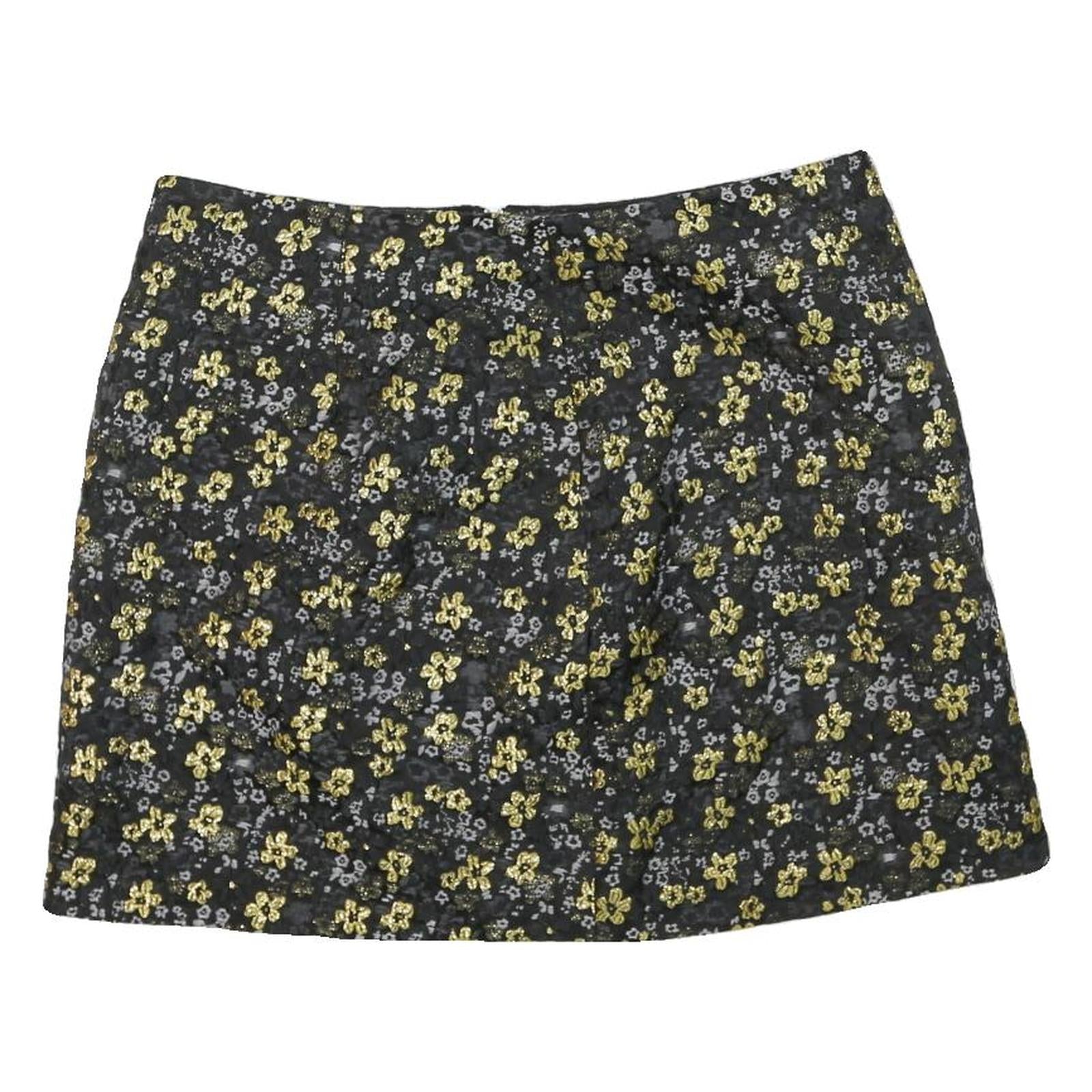 TED BAKER Womens Black & Gold Floral Mini Skirt Polyester Blend 2XL Stylish Refurbished - N/A refurbished available on Cerqular