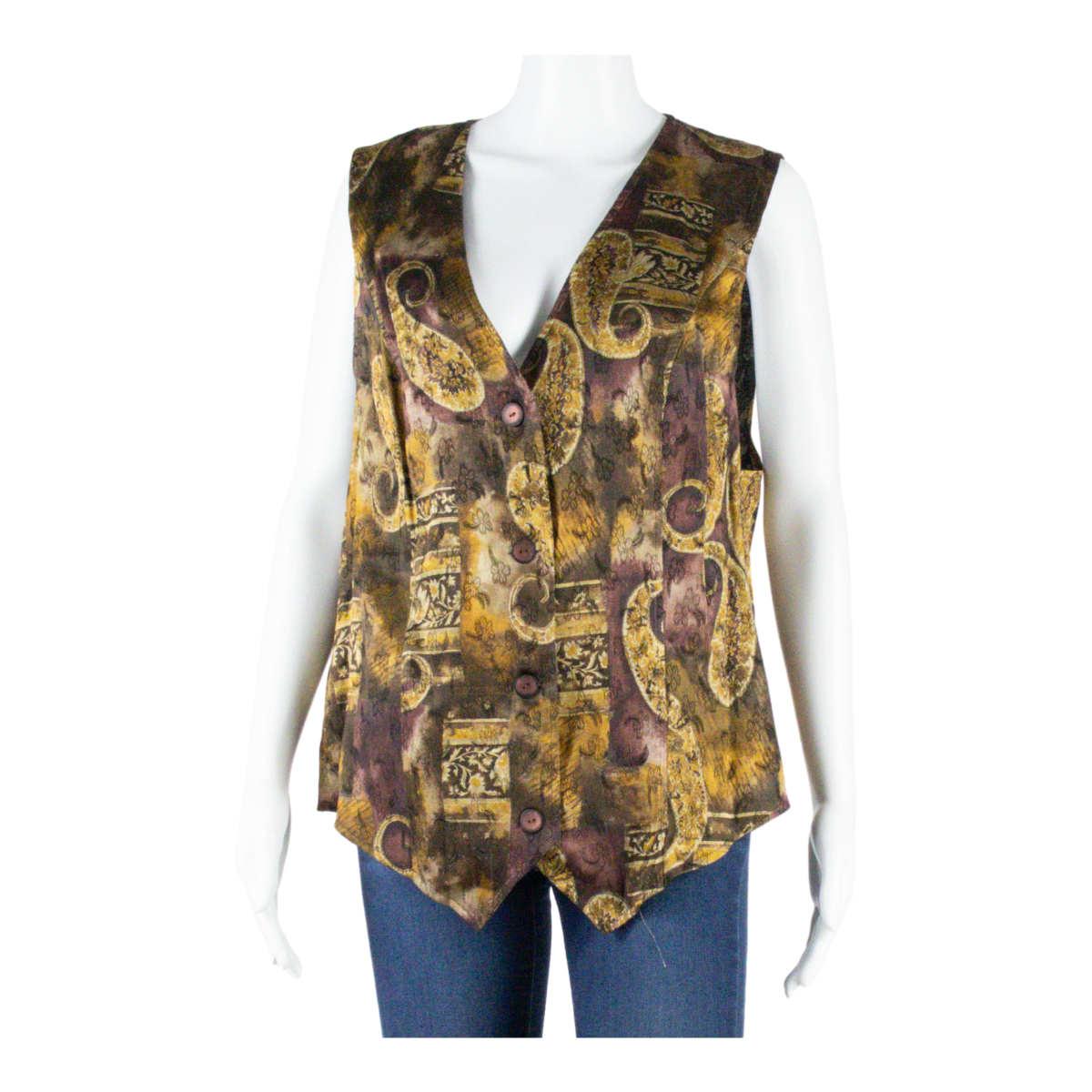 SEIDEL MODEN Womens Waistcoat Brown V-Neck Sleeveless Viscose Crazy Pattern M Refurbished - N/A refurbished available on Cerqular