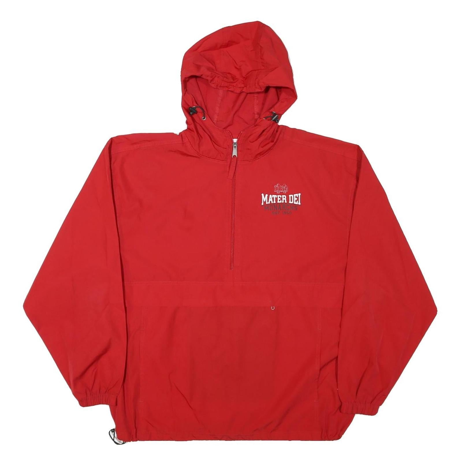 CHAMPION Mens Red Mater Dei Hoodie Jacket L Nylon Plain Zip Hooded Sportswear Refurbished - N/A refurbished available on Cerqular