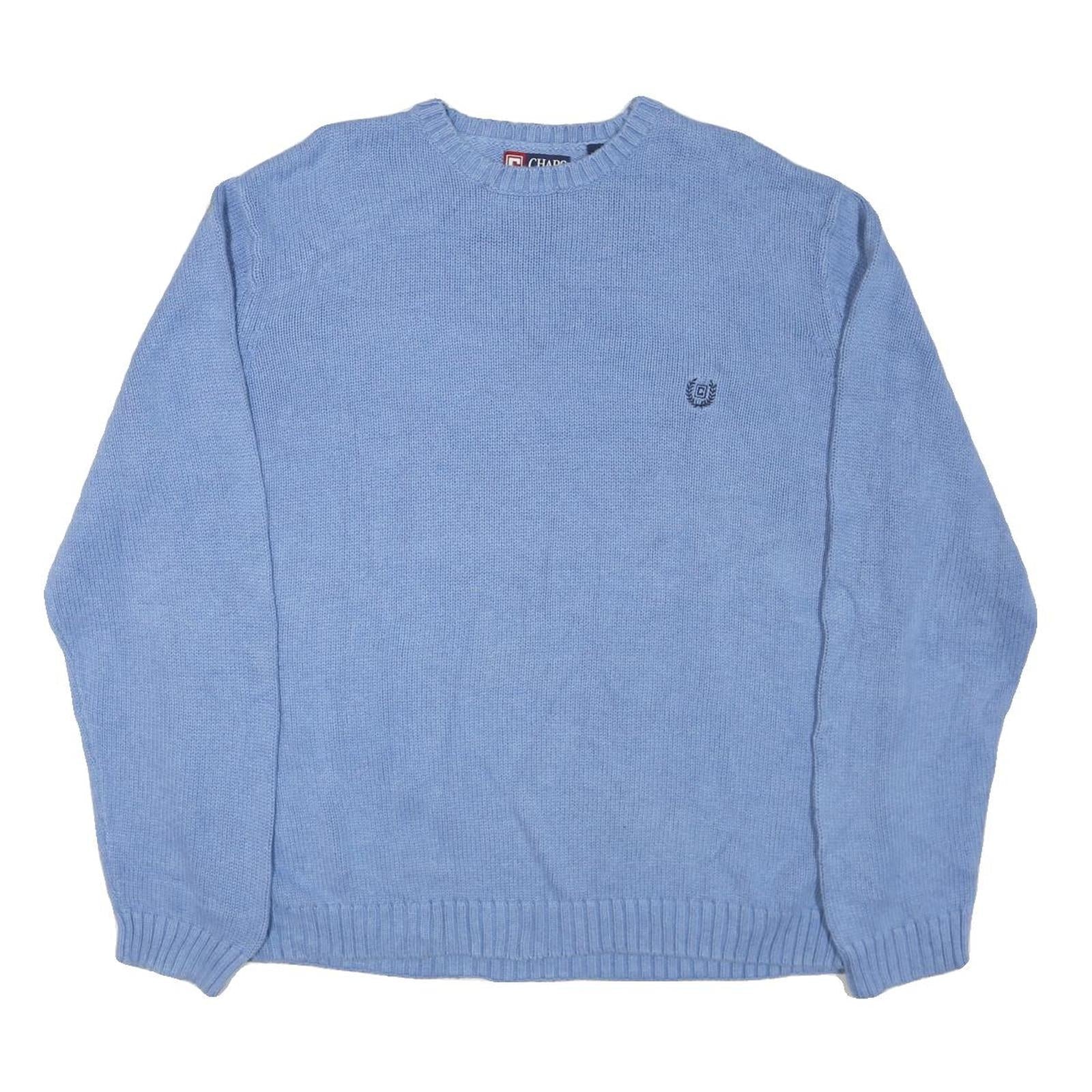 CHAPS Mens Blue Chunky Knit Crew Neck Jumper 2XL Cotton Blend Pullover Classic Refurbished - N/A refurbished available on Cerqular