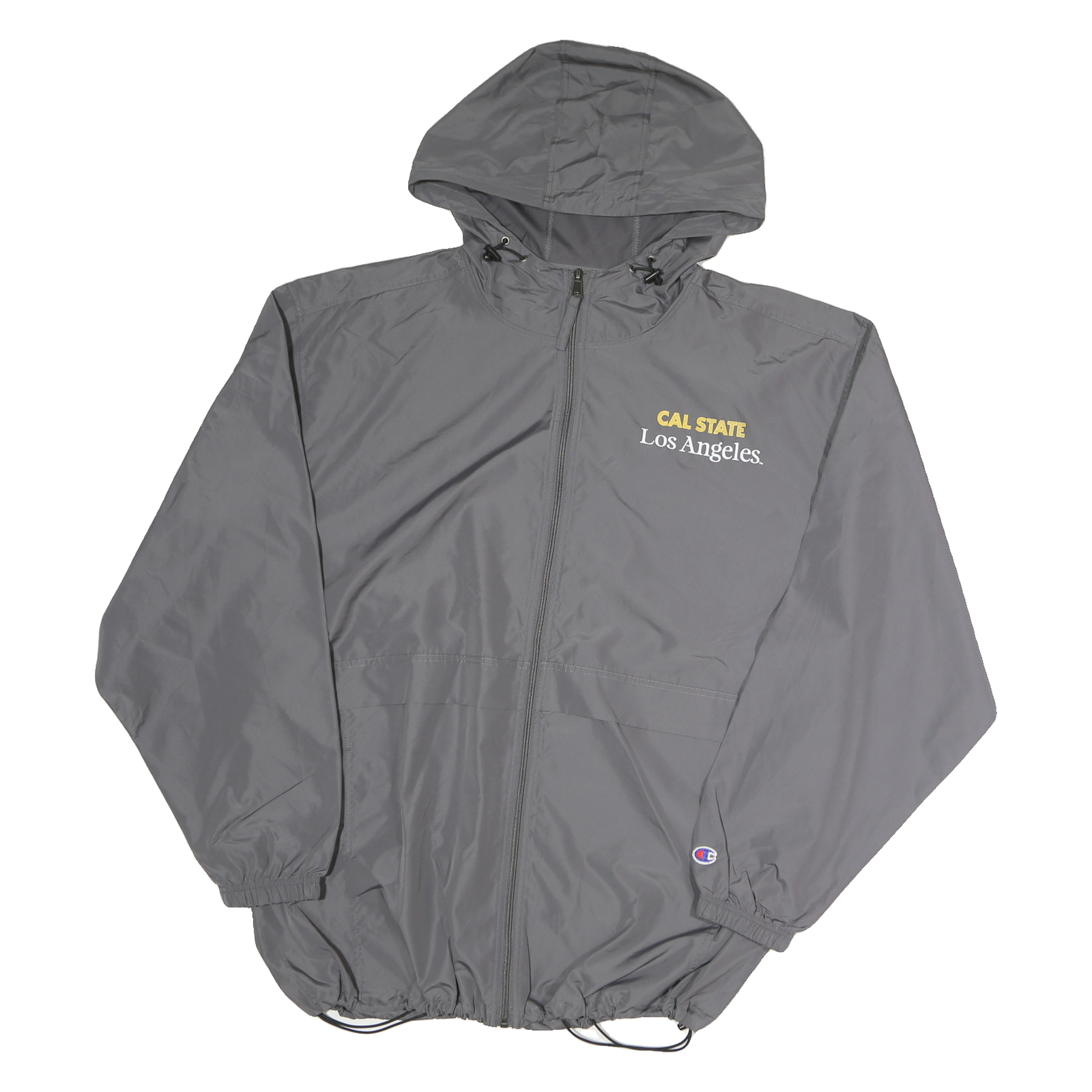 CHAMPION Mens Grey Zip Hooded Jacket 2XL Polyester Cal State Los Angeles Golden Refurbished - N/A refurbished available on Cerqular