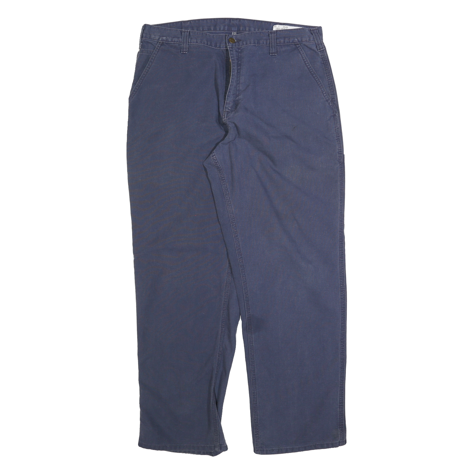 CARHARTT Mens Cotton Blend Navy Blue Regular Straight Trousers W36 L32 Workwear Refurbished - N/A refurbished available on Cerqular