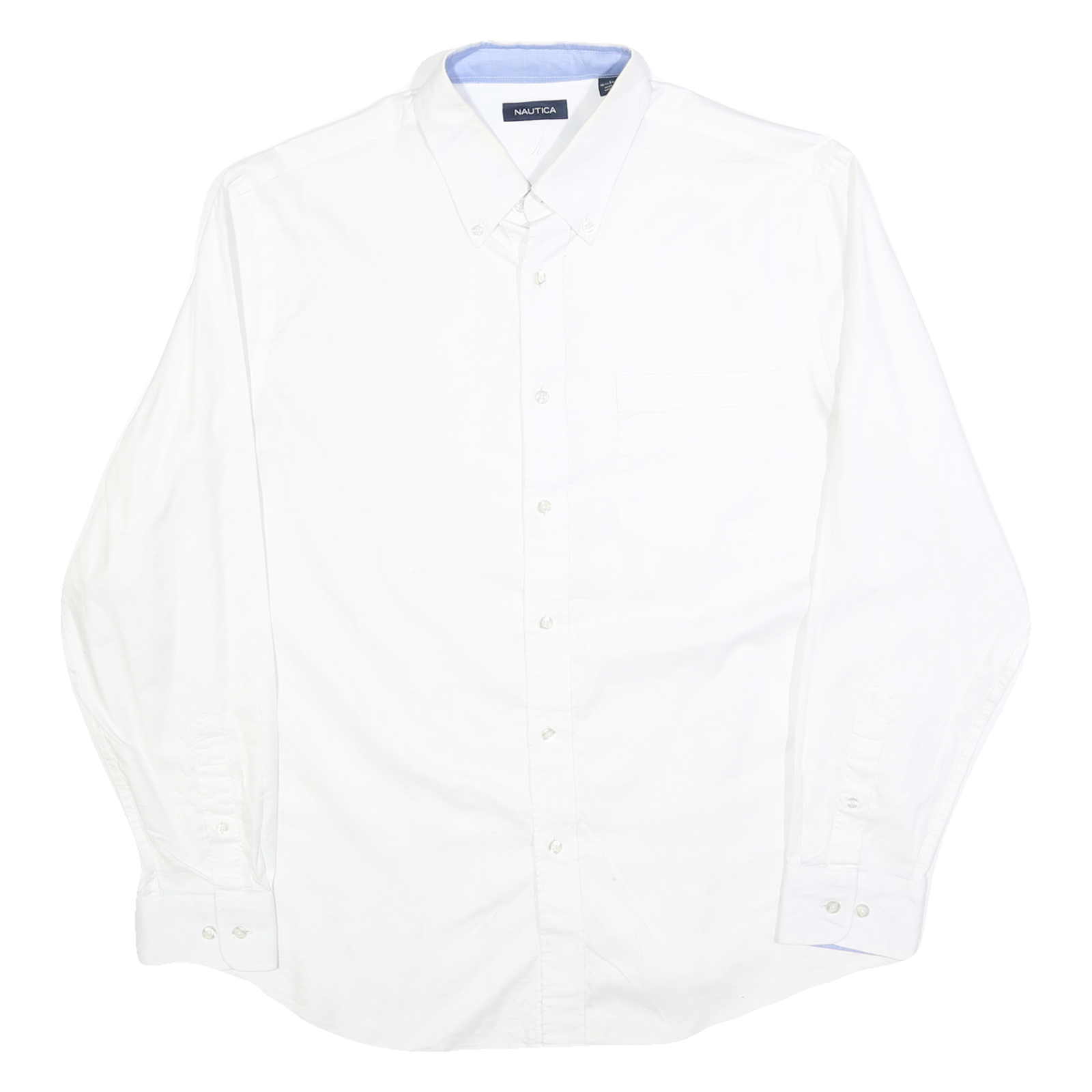 NAUTICA Mens White Cotton Blend Shirt L Long Sleeve Button Down Collar Classic Refurbished - N/A refurbished available on Cerqular