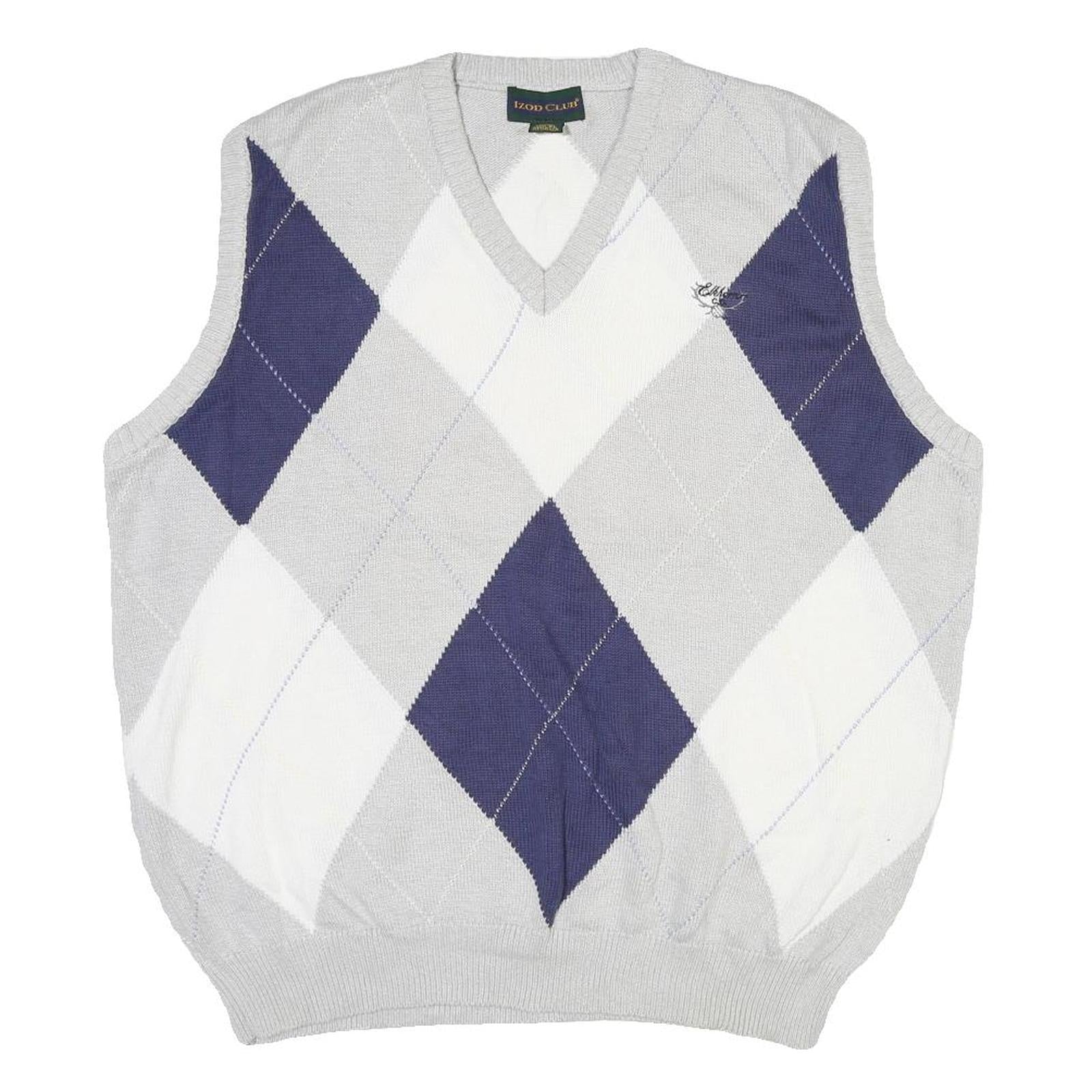 Buy IZOD CLUB Mens Grey Blue & White Argyle Pattern V-Neck Cable Knit XL Cotton Refurbished - $23.39 IZOD CLUB Mens Grey Blue & White Argyle Pattern V-Neck Cable Knit XL Cotton Refurbished - N/A refurbished available on Cerqular