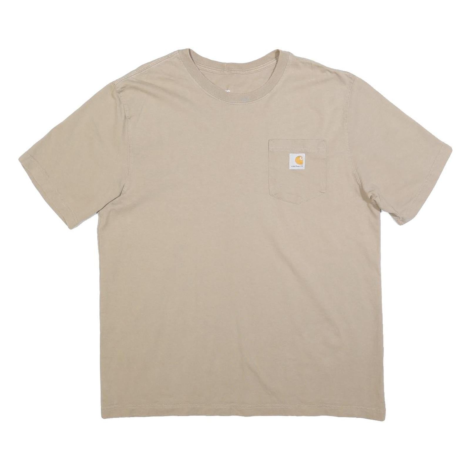 CARHARTT Mens Beige Pocket T-Shirt L Short Sleeve Crew Neck Casual Cotton Refurbished - N/A refurbished available on Cerqular