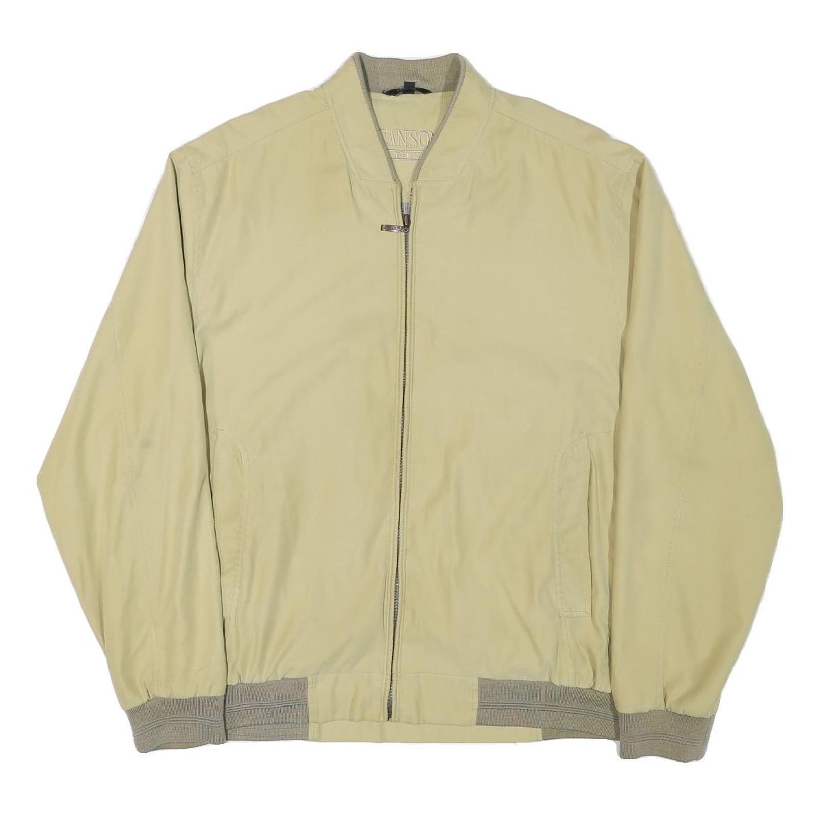 CANSON Mens Beige Bomber Jacket L Polyester Blend Zip Plain Classic Casual Wear Refurbished - N/A refurbished available on Cerqular