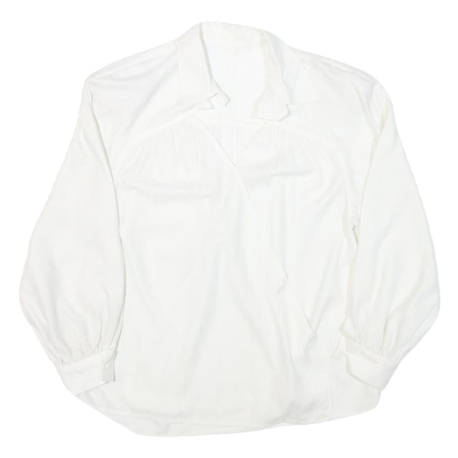Womens White Rayon Basic Shirt Long Sleeve Collared Button Neck Plain M Refurbished - N/A refurbished available on Cerqular