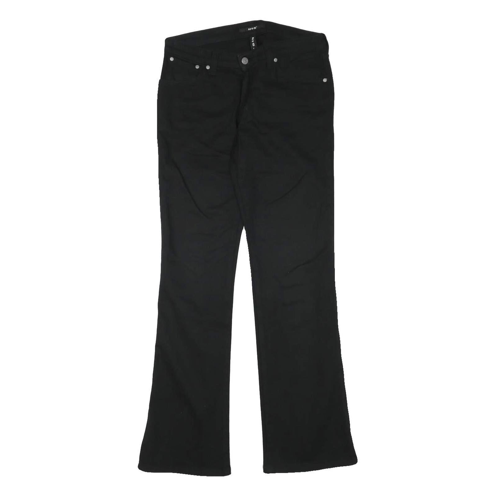 HIS Womens Black Cotton Blend Regular Flared Trousers W29 L31 Stylish Refurbished - N/A refurbished available on Cerqular