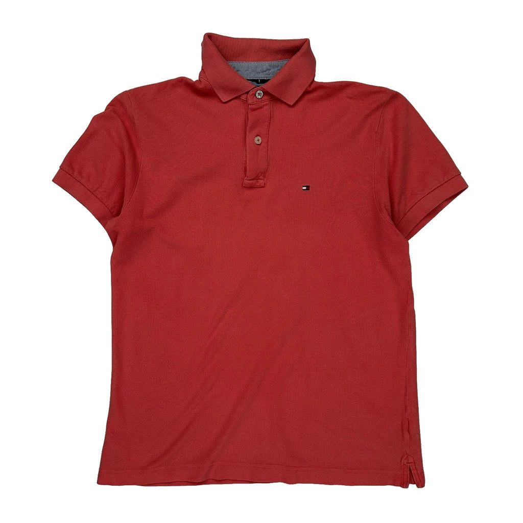 Tommy Hilfiger Polo Shirt - Medium Red Cotton Refurbished - Thrifted (note: this is a term often used to describe second- refurbished available on Cerqular